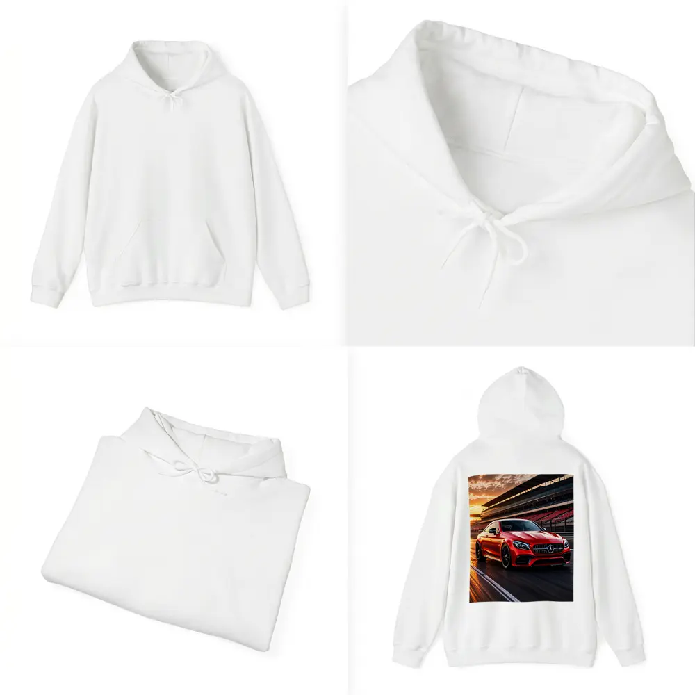 Mercedes AMG C63 Red Racing Track Sunset – Hoodies