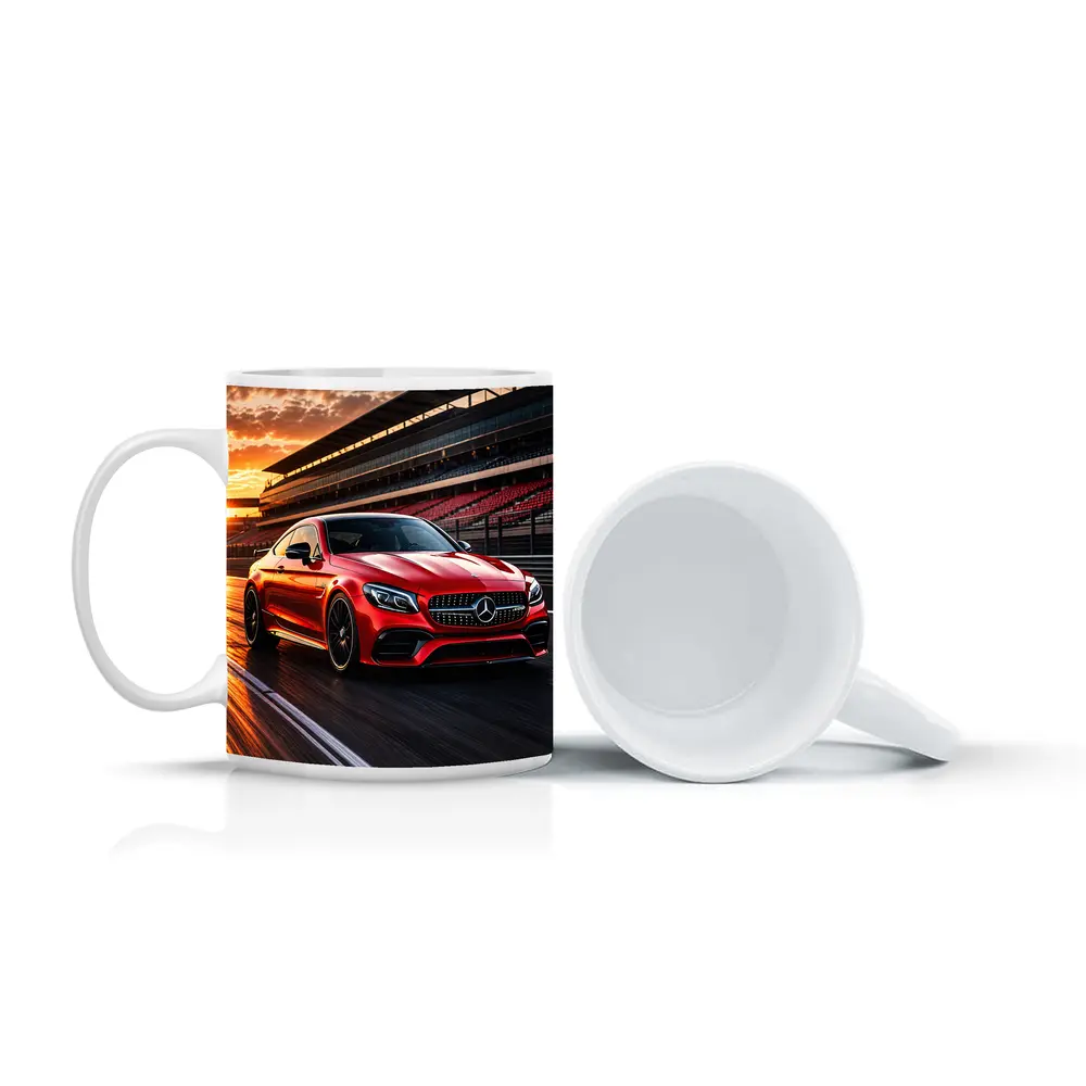 Mercedes AMG C63 Red Racing Track Sunset – Mugs
