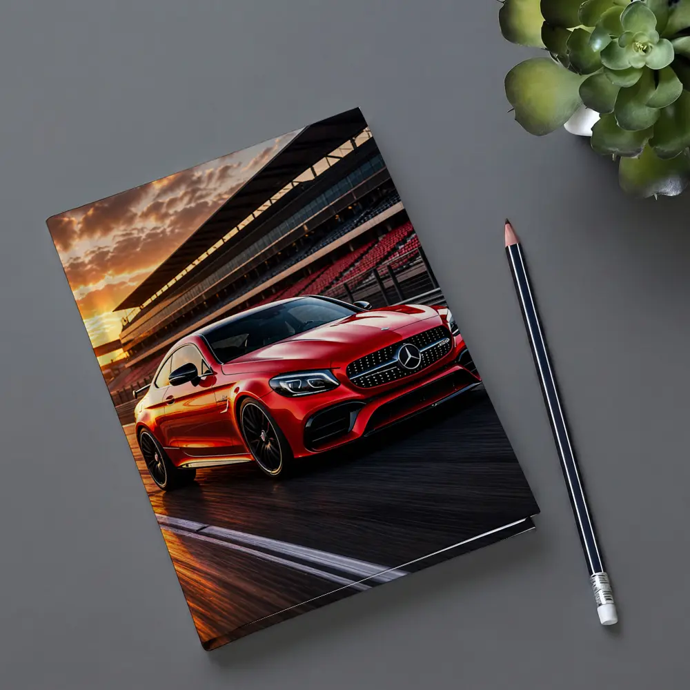 Mercedes AMG C63 Red Racing Track Sunset – Notebooks