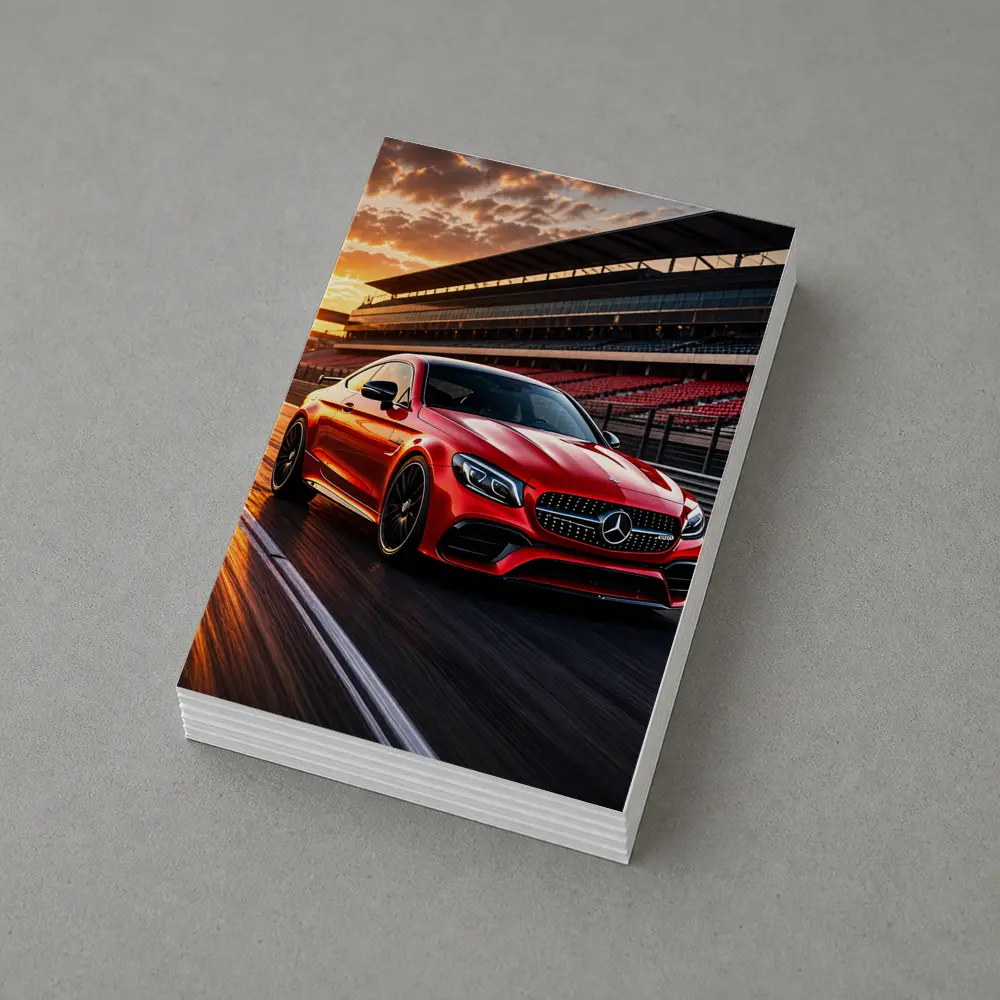 Mercedes AMG C63 Red Racing Track Sunset – Postcards
