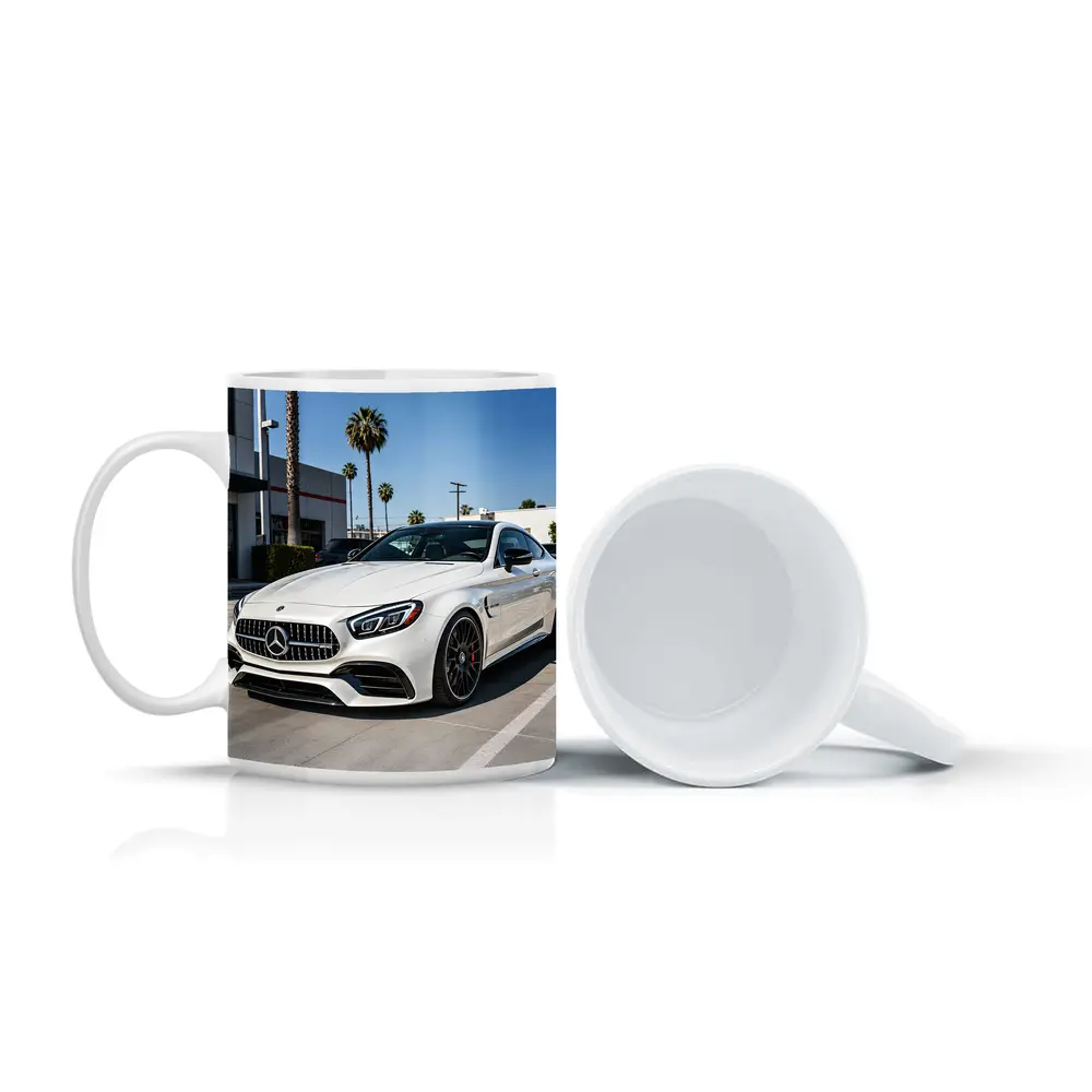 Mercedes AMG SL White Coupe Parking Lot – Mugs