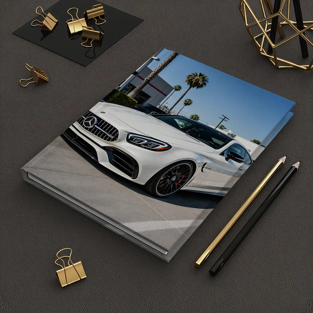 Mercedes AMG SL White Coupe Parking Lot – Notebooks