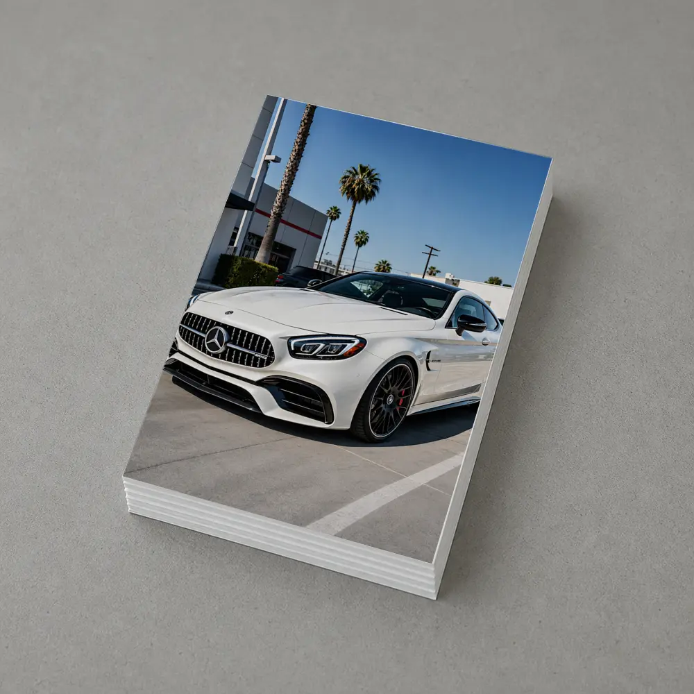 Mercedes AMG SL White Coupe Parking Lot – Postcards