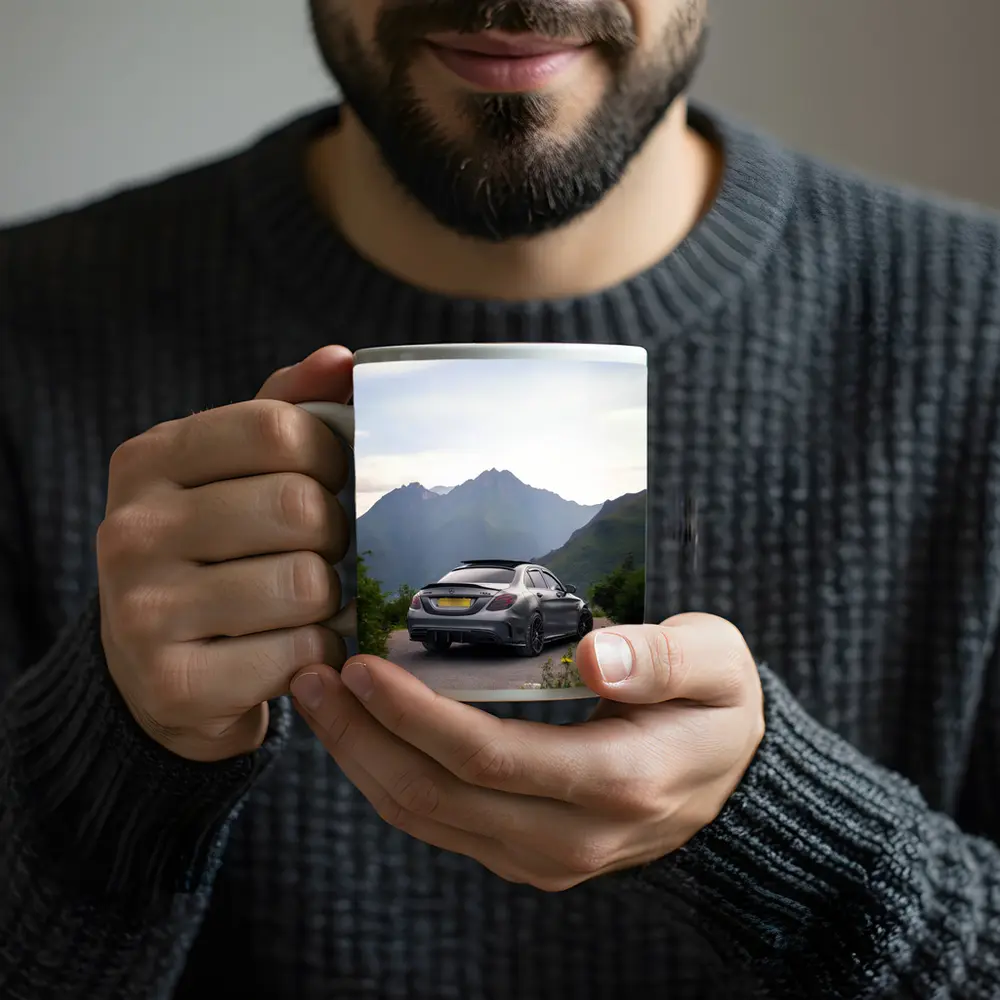 Mercedes AMG C63 Matte Gray Mountain Backdrop – Mugs