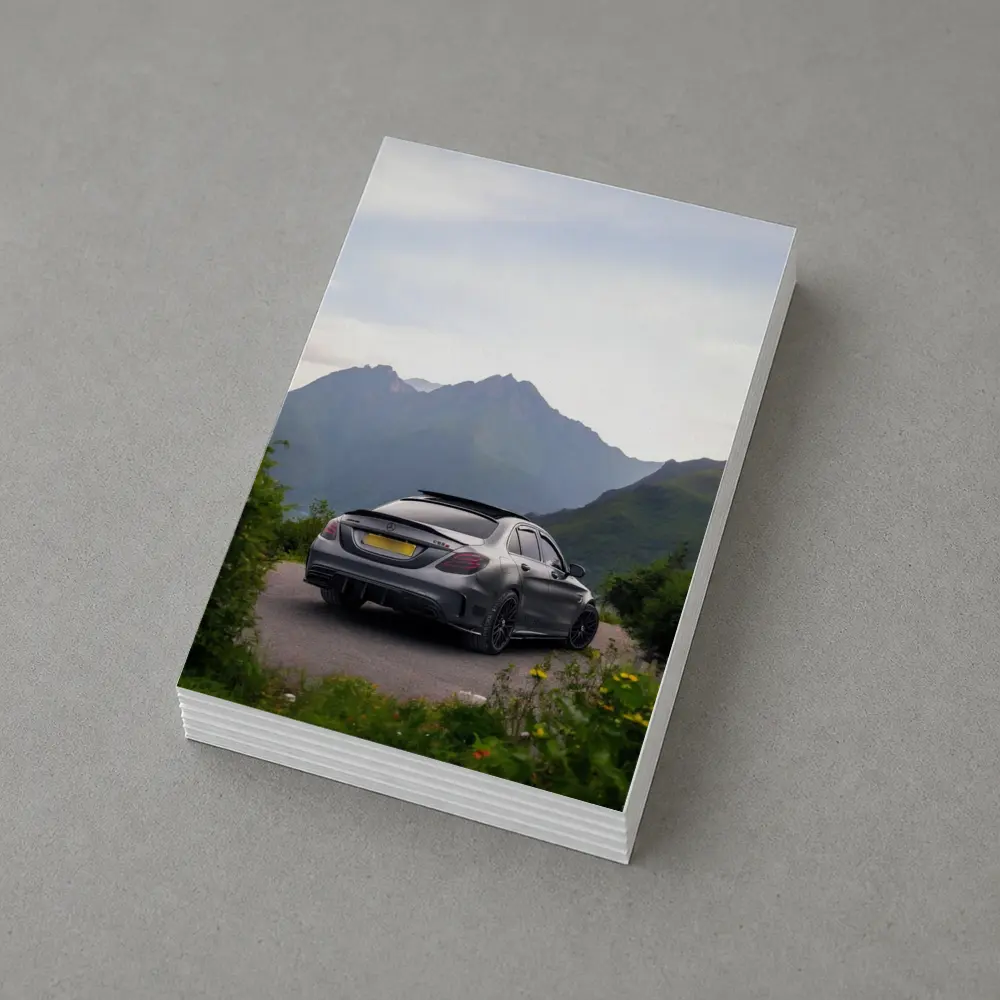 Mercedes AMG C63 Matte Gray Mountain Backdrop – Postcards
