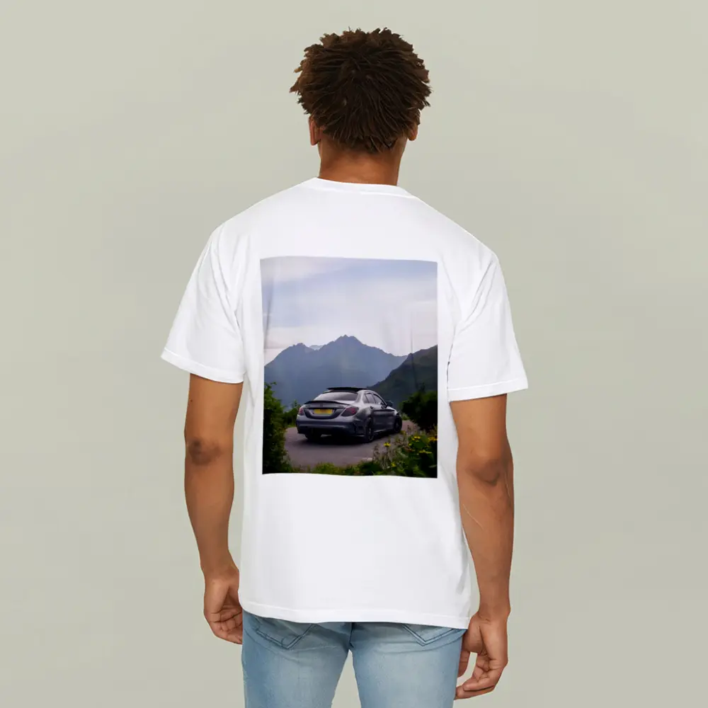 Mercedes AMG C63 Matte Gray Mountain Backdrop – T-Shirts