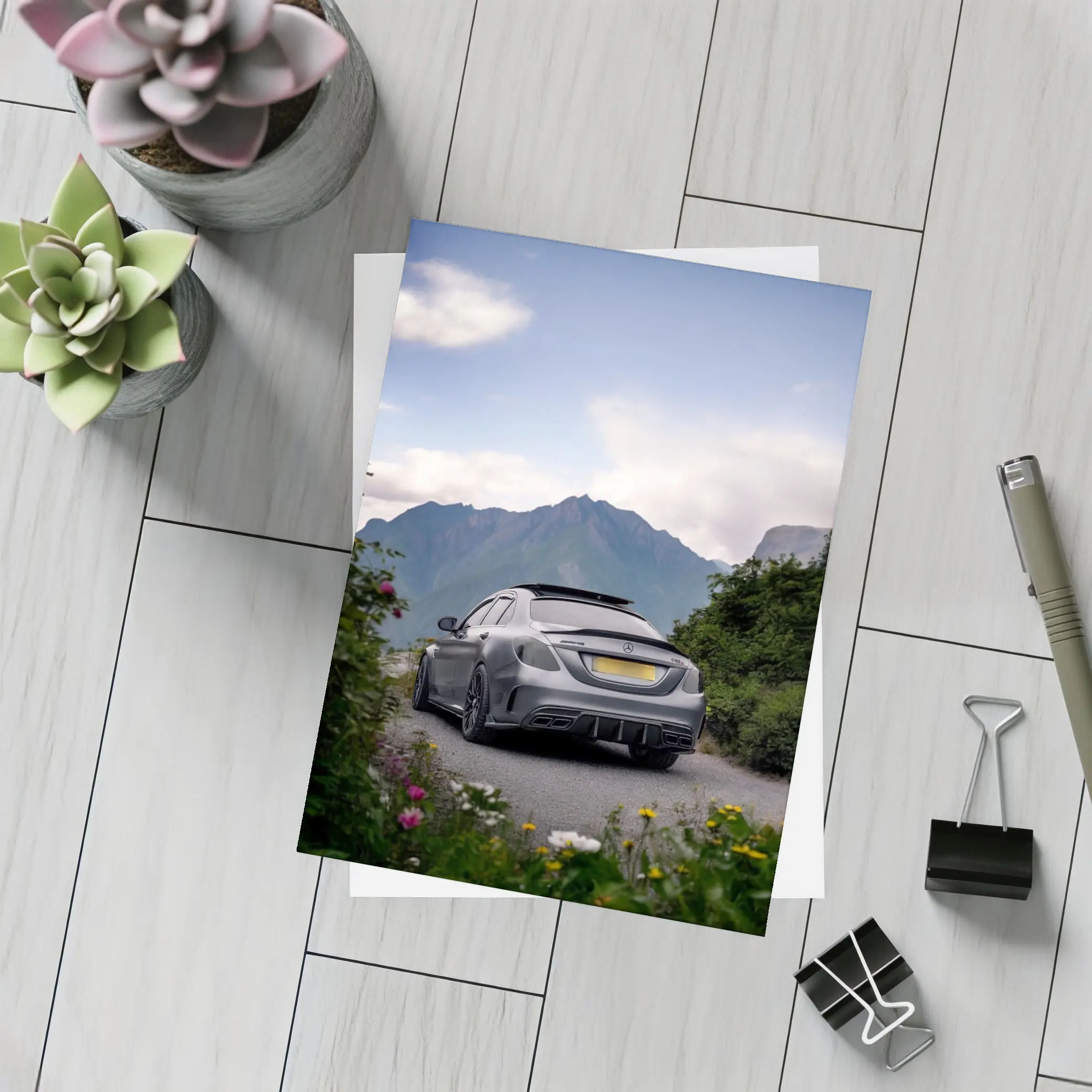 Mercedes AMG C63 Mountain Road Matte Gray – Postcards