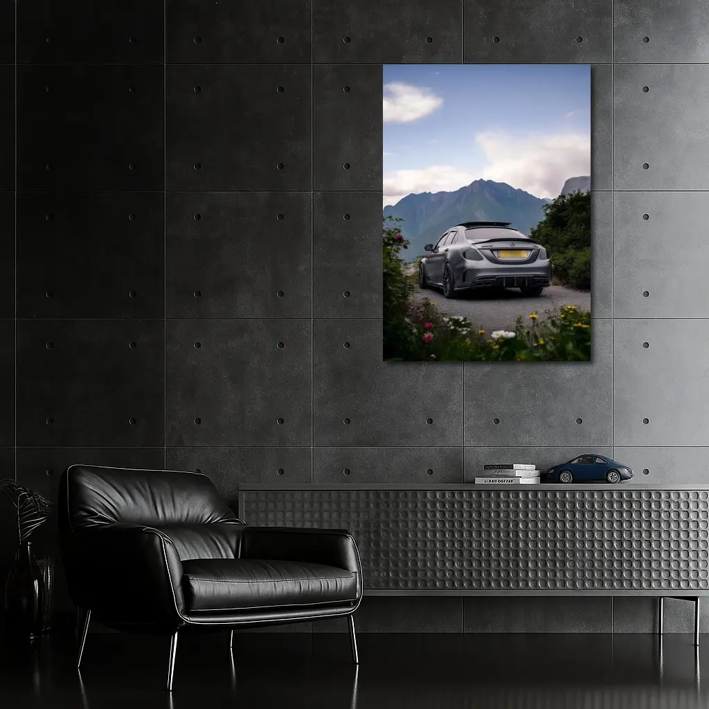 Mercedes AMG C63 Mountain Road Matte Gray – Wall Art
