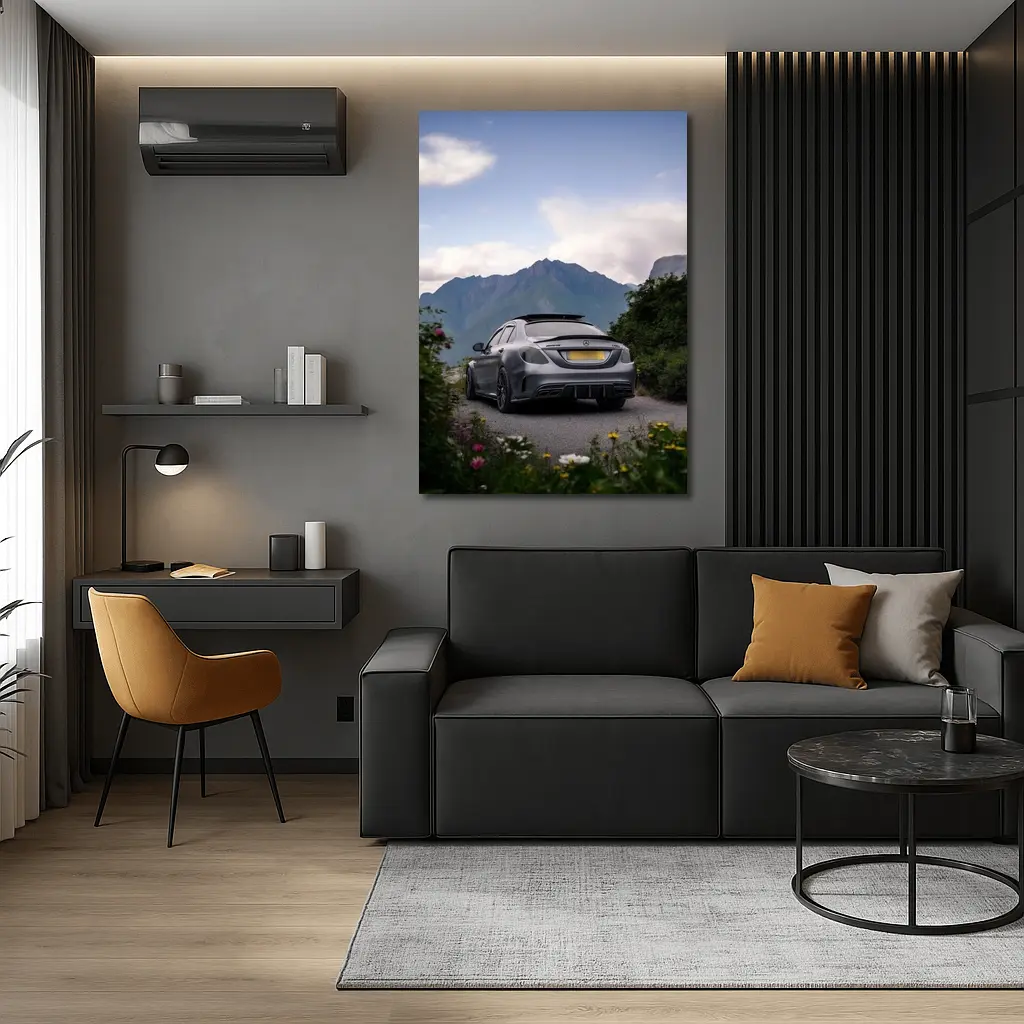 Mercedes AMG C63 Mountain Road Matte Gray – Wall Art