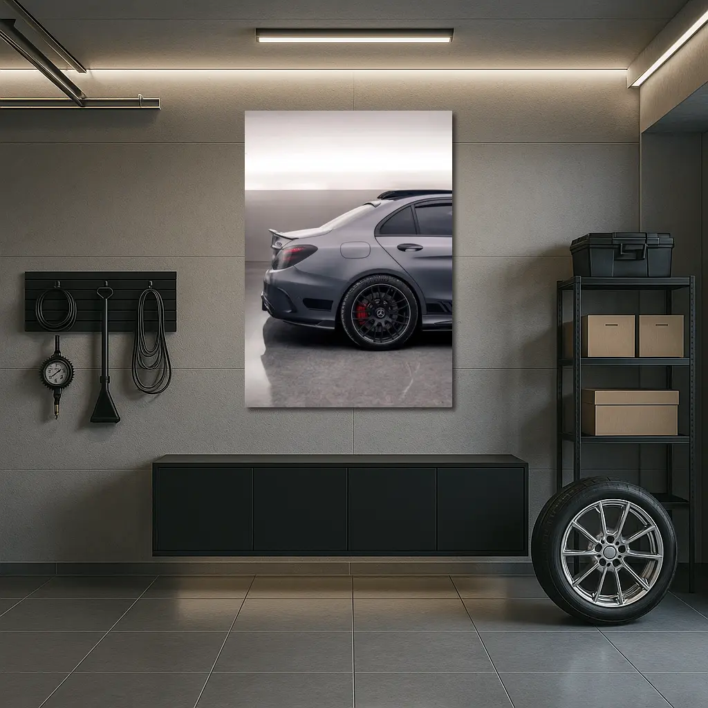 Mercedes AMG C63 Gray Studio Garage – Wall Art