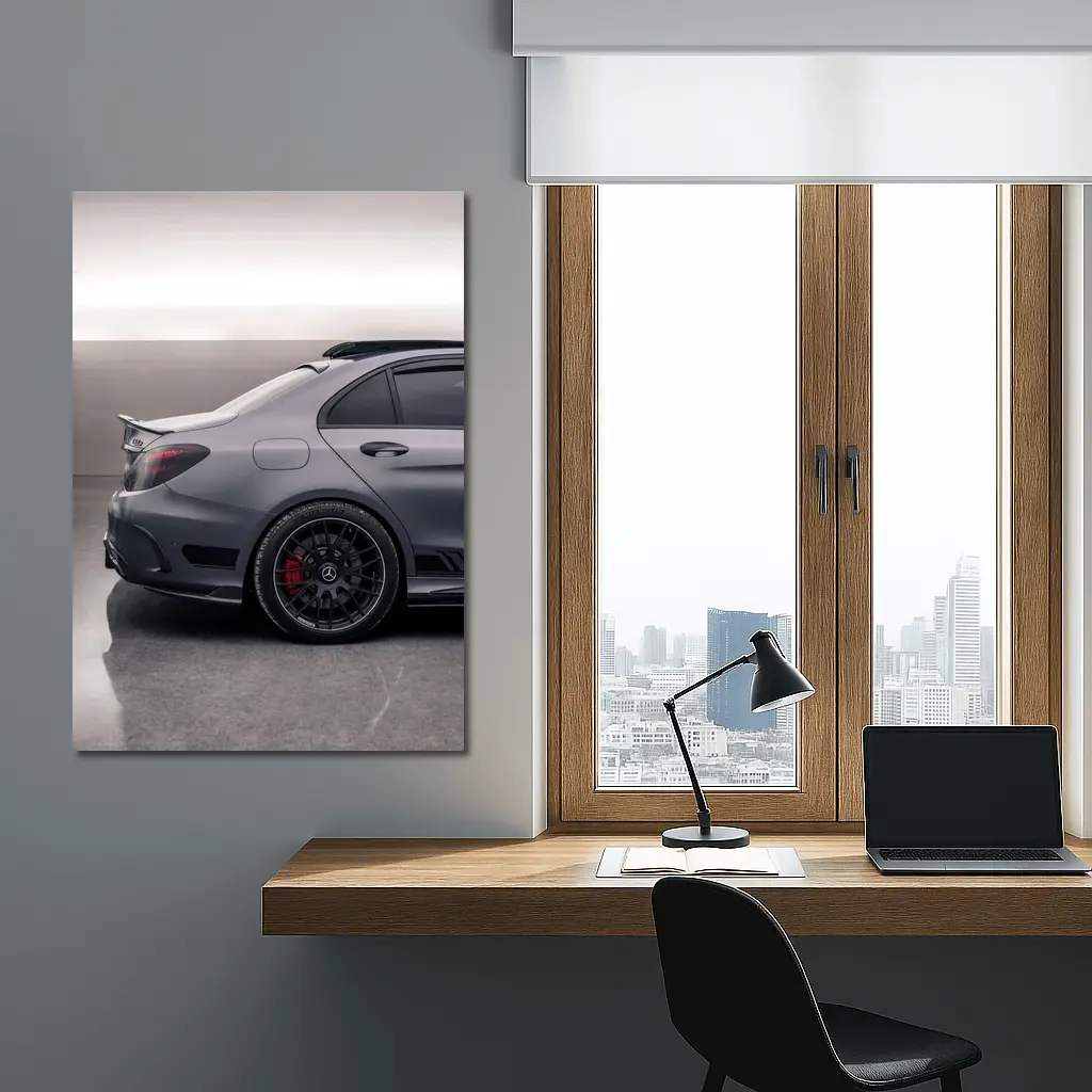 Mercedes AMG C63 Gray Studio Garage – Wall Art