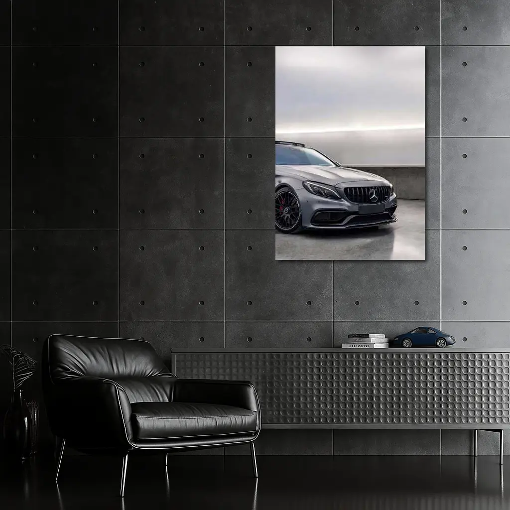 Mercedes AMG C63 Gray Underground Parking Front – Wall Art