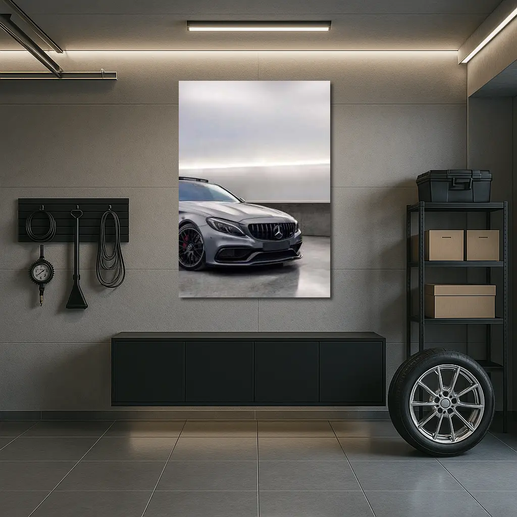 Mercedes AMG C63 Gray Underground Parking Front – Wall Art