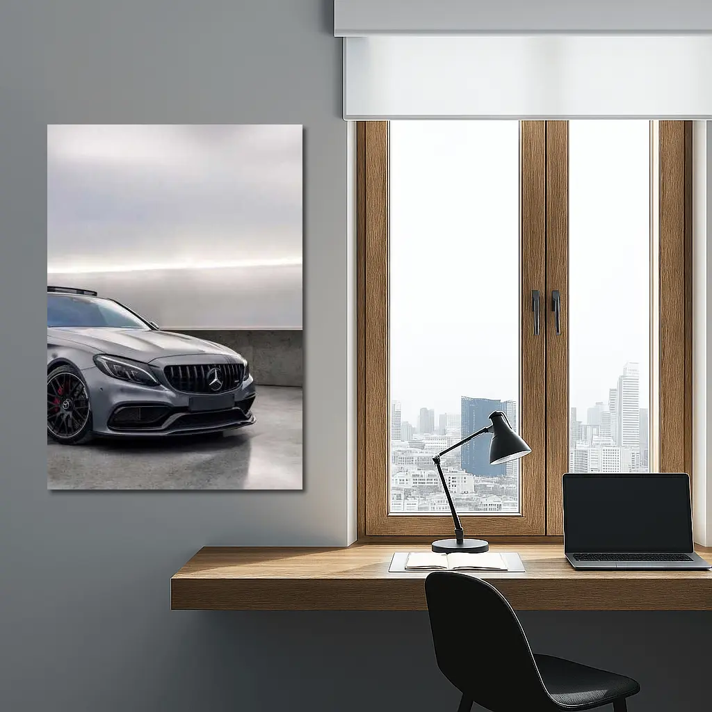 Mercedes AMG C63 Gray Underground Parking Front – Wall Art
