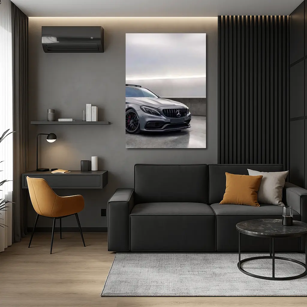 Mercedes AMG C63 Gray Underground Parking Front – Wall Art