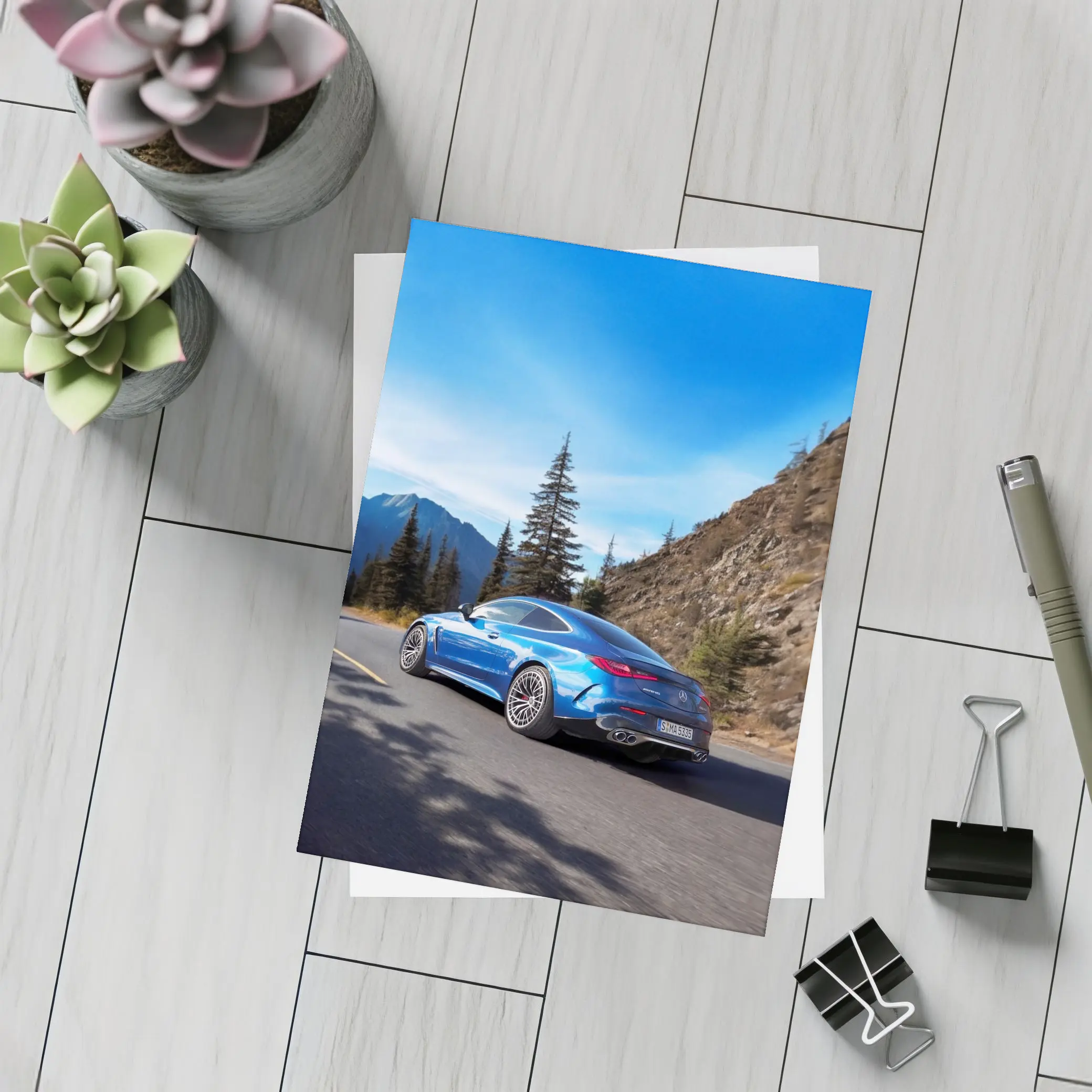 Mercedes AMG CLE 53 Mountain Road Blue – Postcards