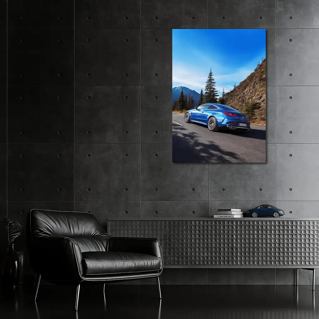Mercedes AMG CLE 53 Mountain Road Blue – Wall Art