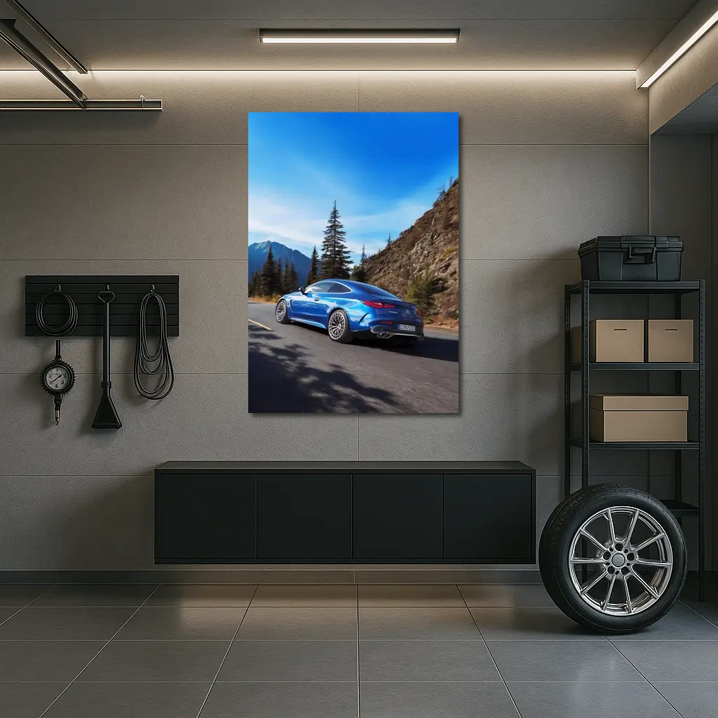 Mercedes AMG CLE 53 Mountain Road Blue – Wall Art