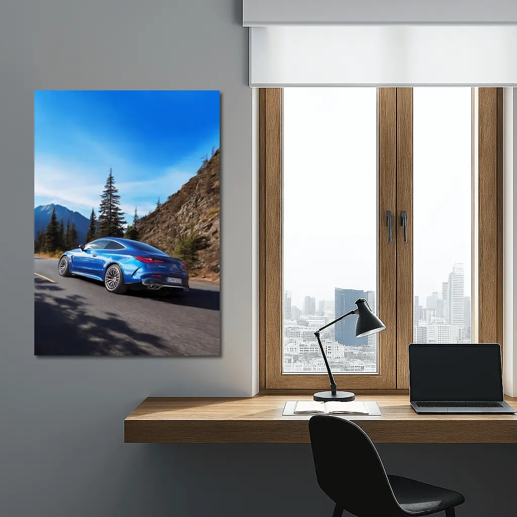 Mercedes AMG CLE 53 Mountain Road Blue – Wall Art