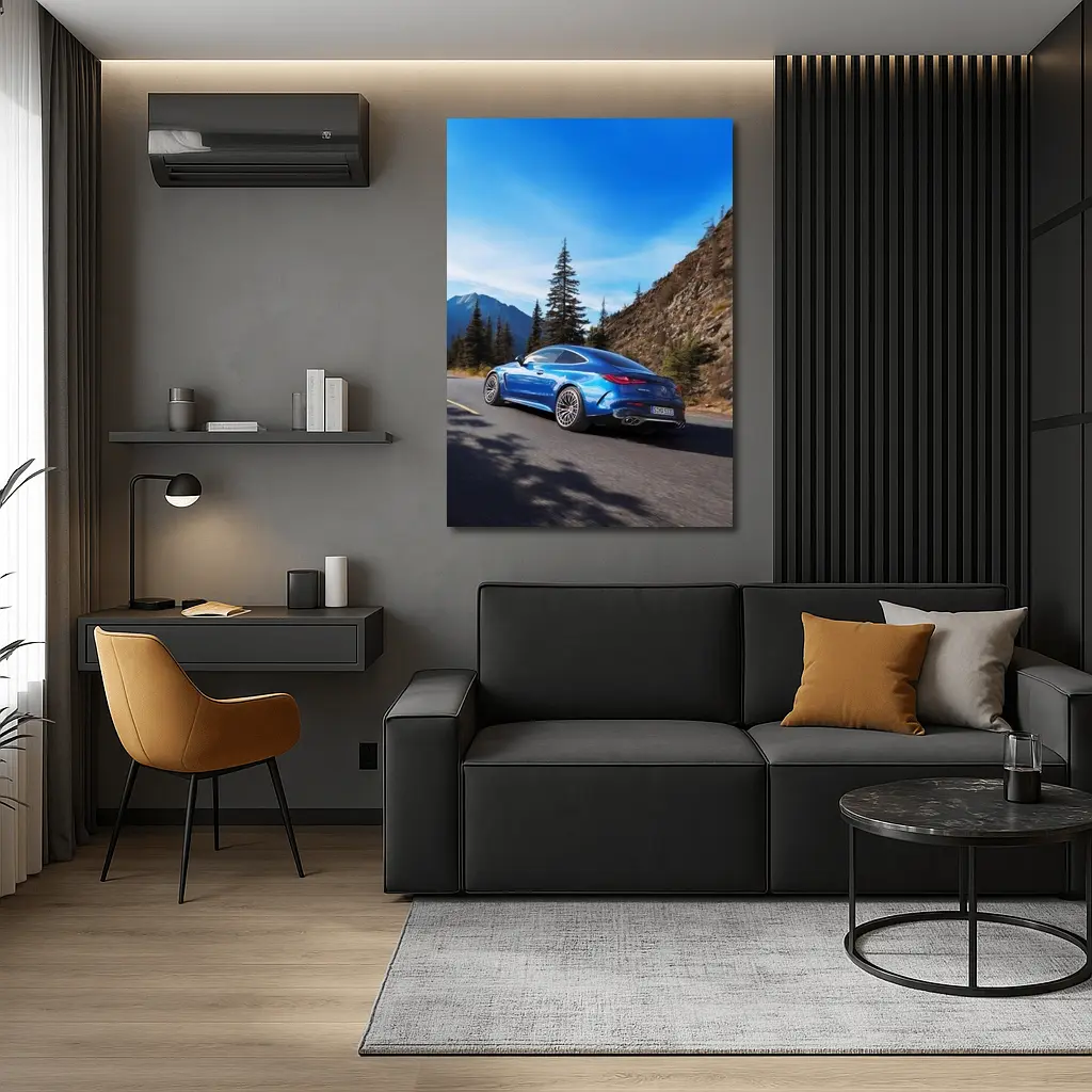 Mercedes AMG CLE 53 Mountain Road Blue – Wall Art