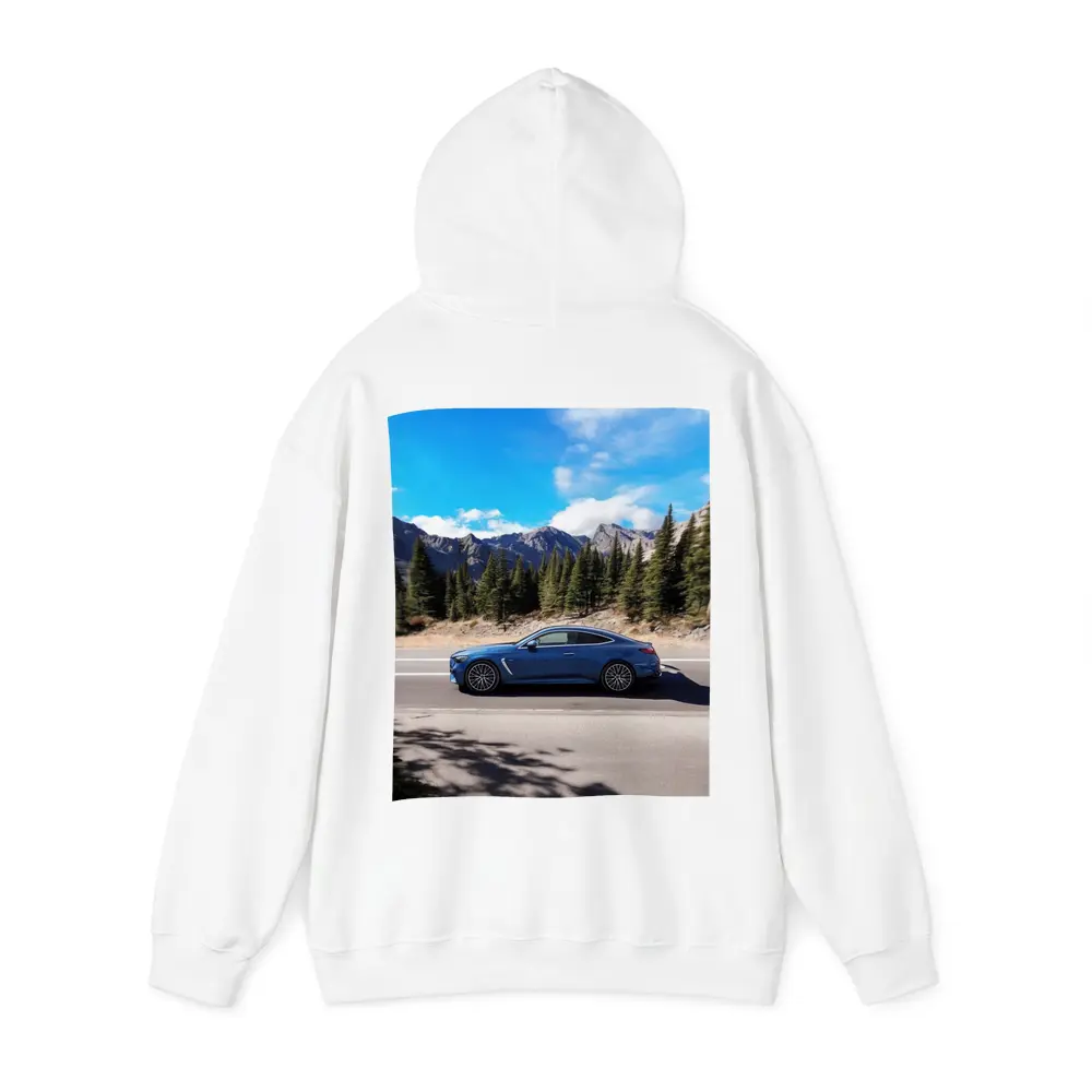 Mercedes AMG CLE Blue Coupe Mountain Road – Hoodies