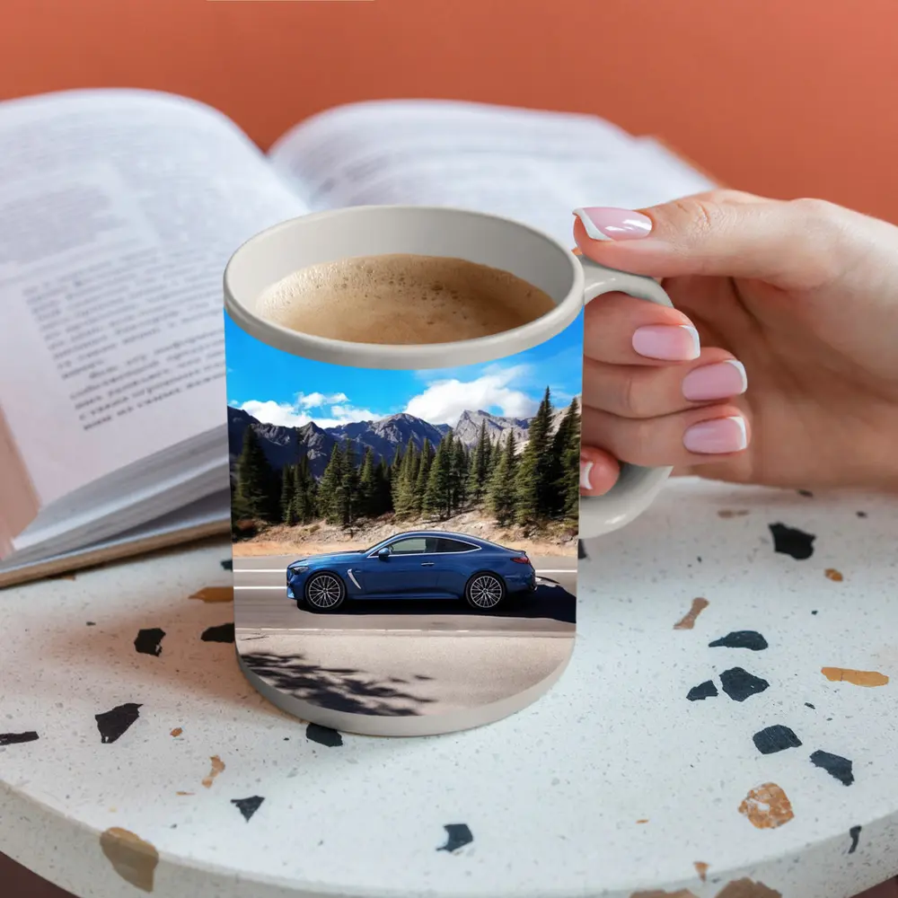 Mercedes AMG CLE Blue Coupe Mountain Road – Mugs