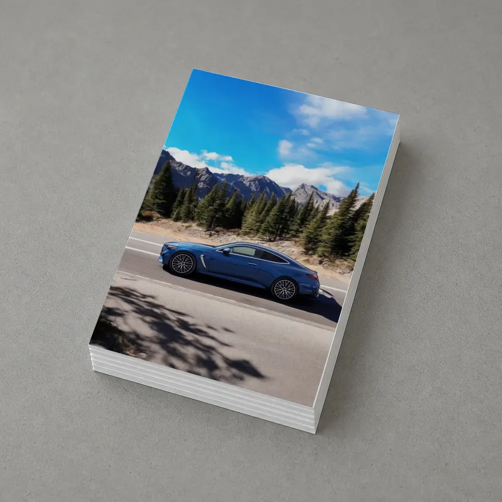 Mercedes AMG CLE Blue Coupe Mountain Road – Postcards