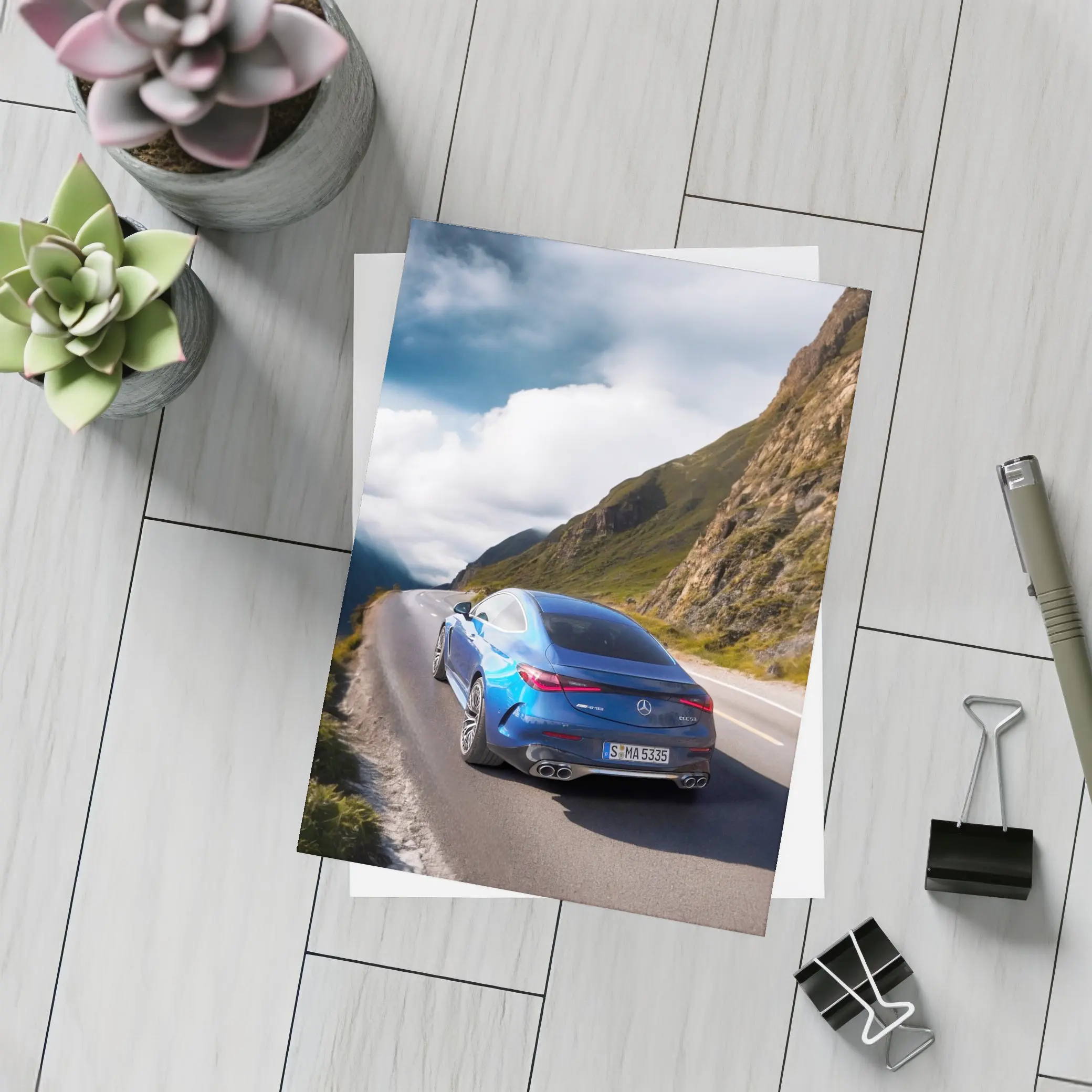 Mercedes AMG CLE 53 Mountain Road Blue – Postcards