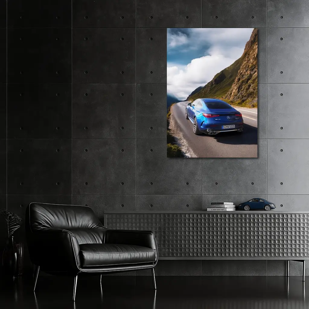 Mercedes AMG CLE 53 Mountain Road Blue – Wall Art