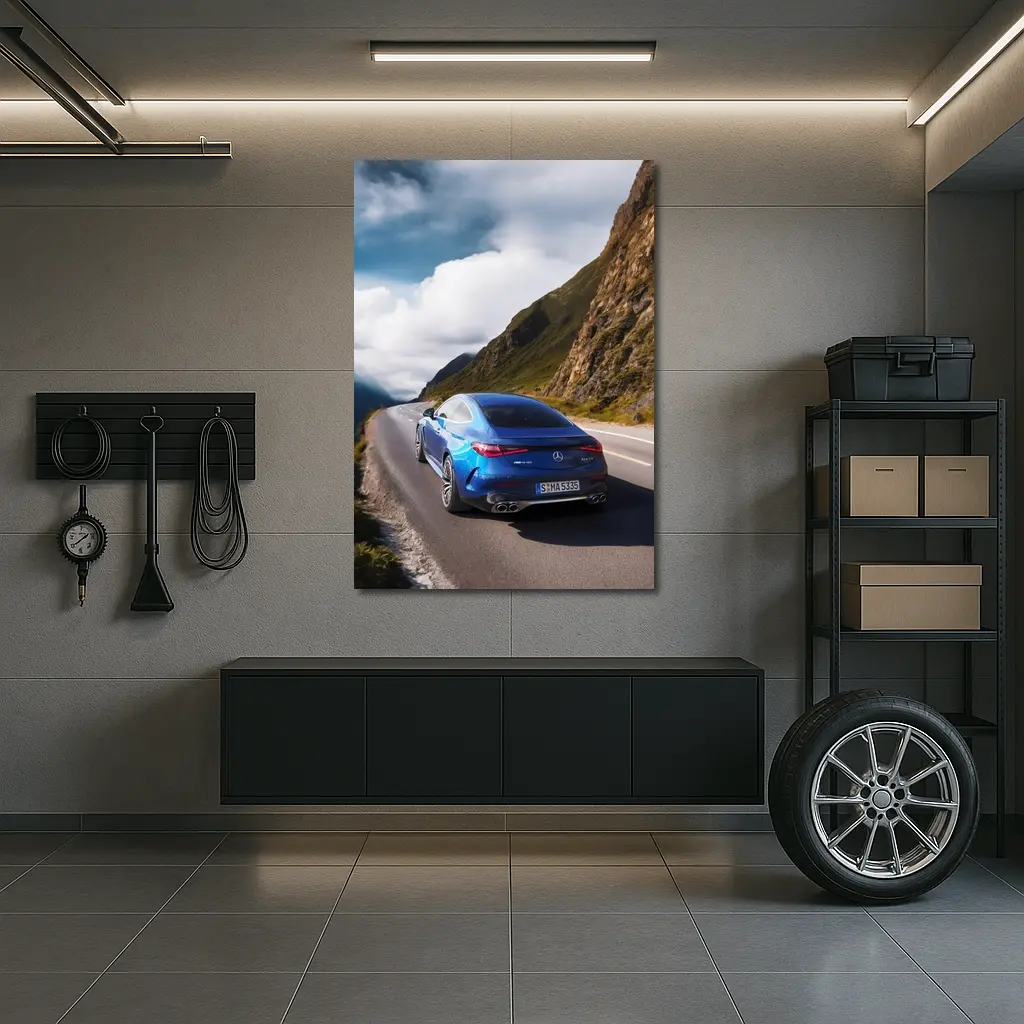 Mercedes AMG CLE 53 Mountain Road Blue – Wall Art