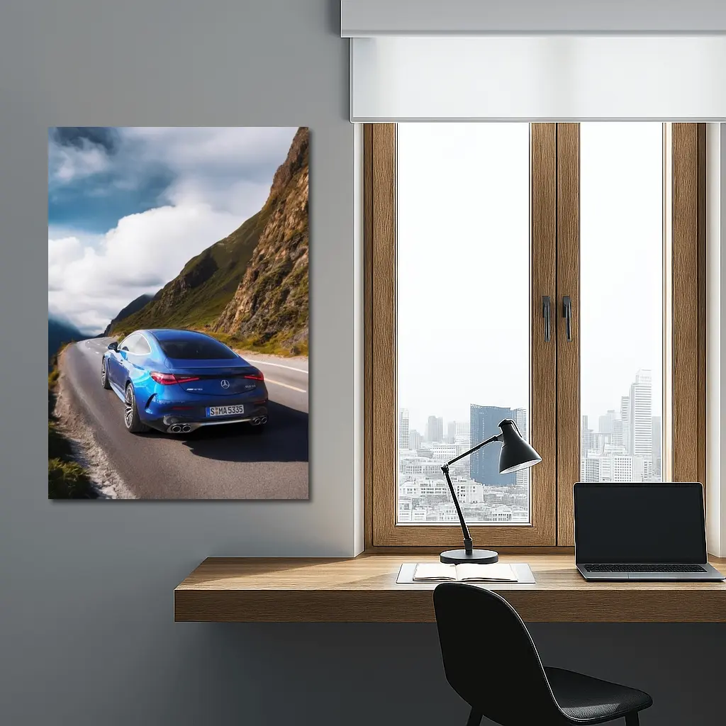 Mercedes AMG CLE 53 Mountain Road Blue – Wall Art