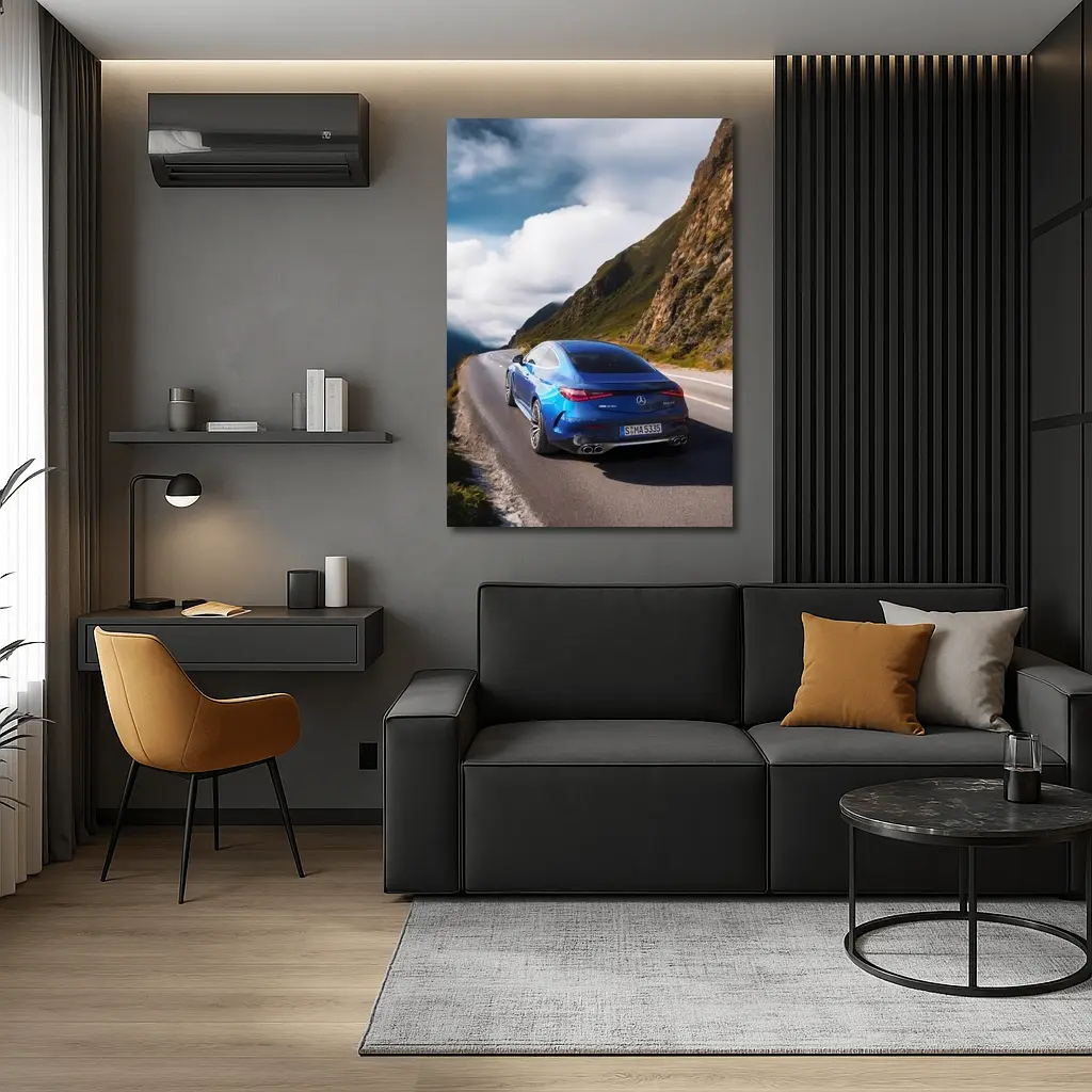 Mercedes AMG CLE 53 Mountain Road Blue – Wall Art