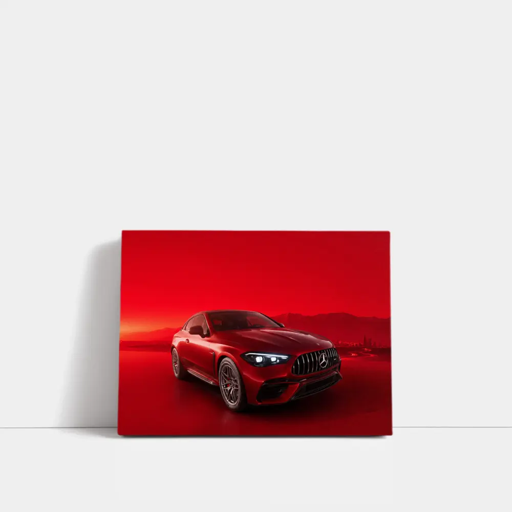 Mercedes AMG CLE Coupe Red Background – Wall Art