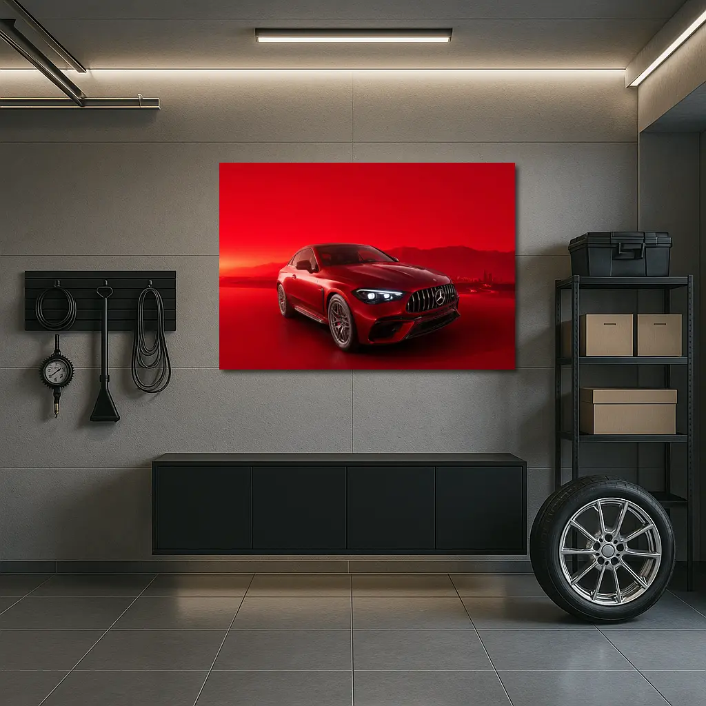 Mercedes AMG CLE Coupe Red Background – Wall Art