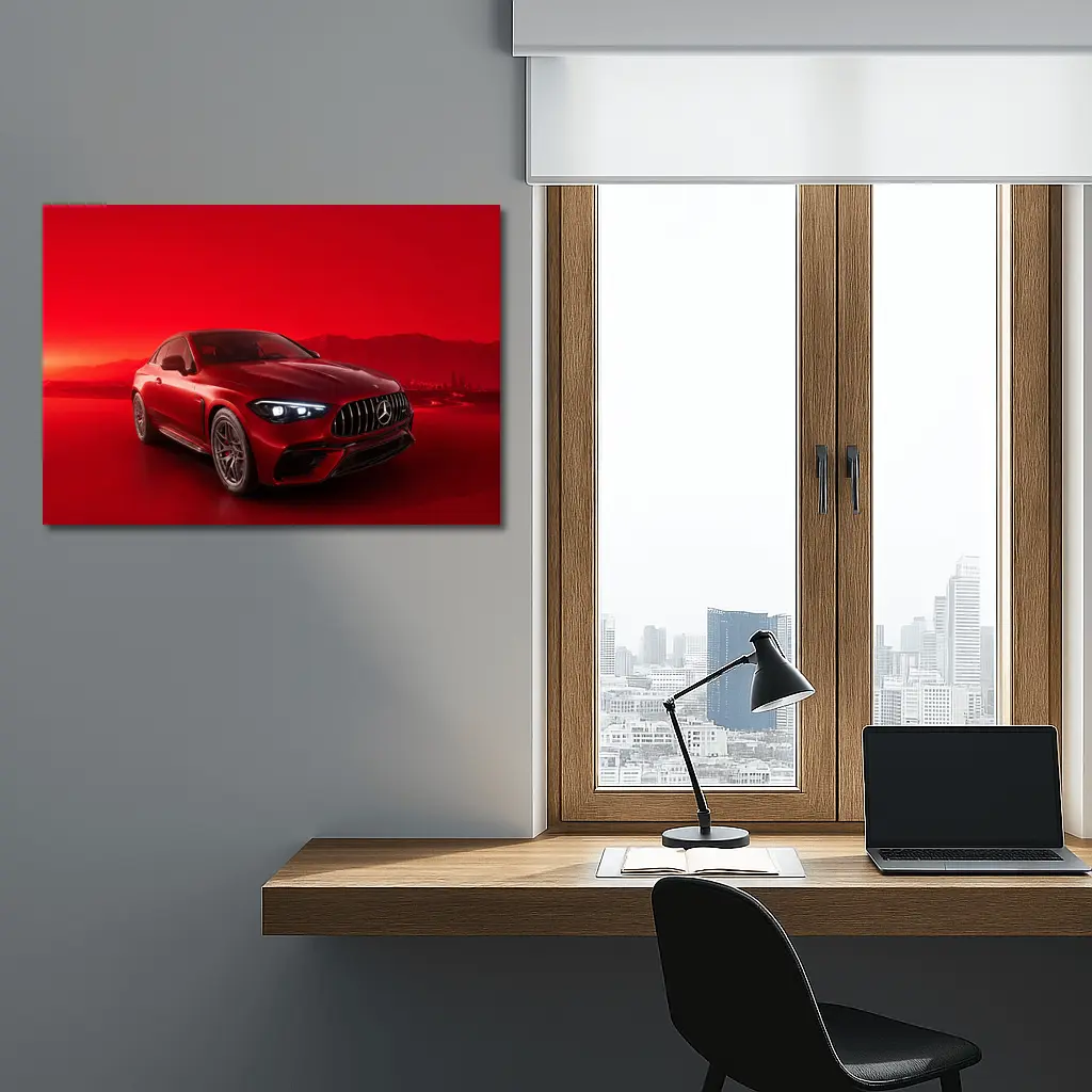Mercedes AMG CLE Coupe Red Background – Wall Art