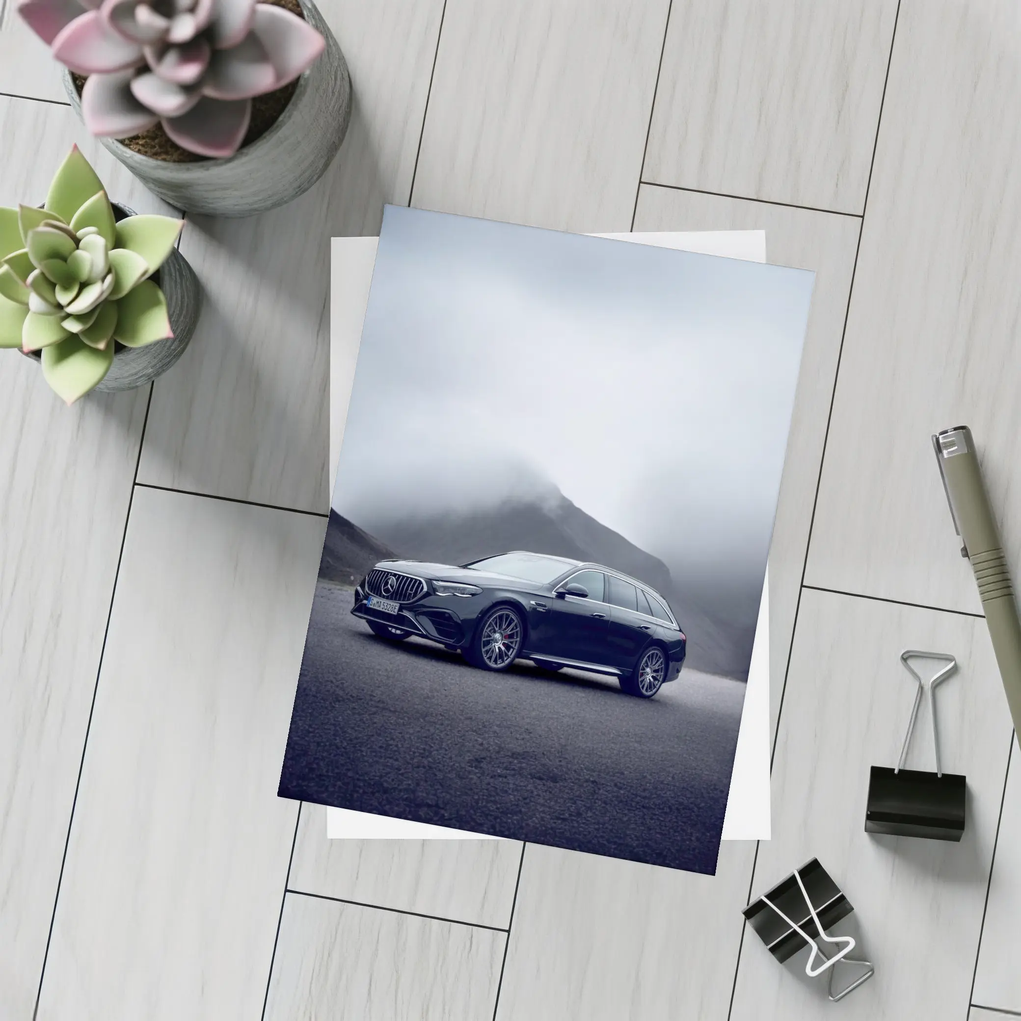 Mercedes AMG E Class Wagon Foggy Mountains – Postcards