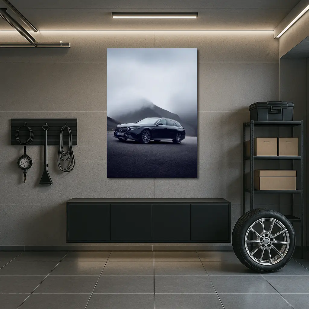 Mercedes AMG E Class Wagon Foggy Mountains – Wall Art