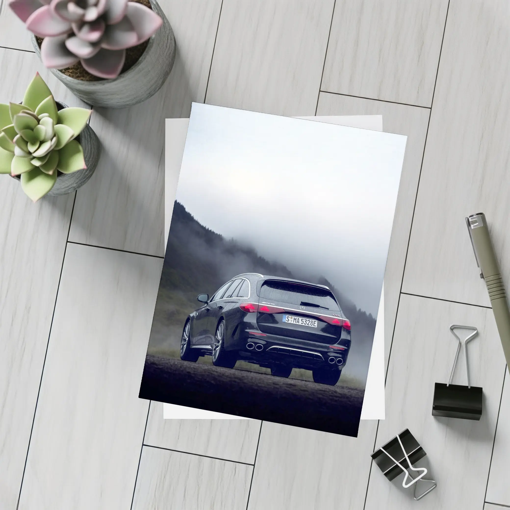 Mercedes AMG E Class Wagon Foggy Mountains – Postcards