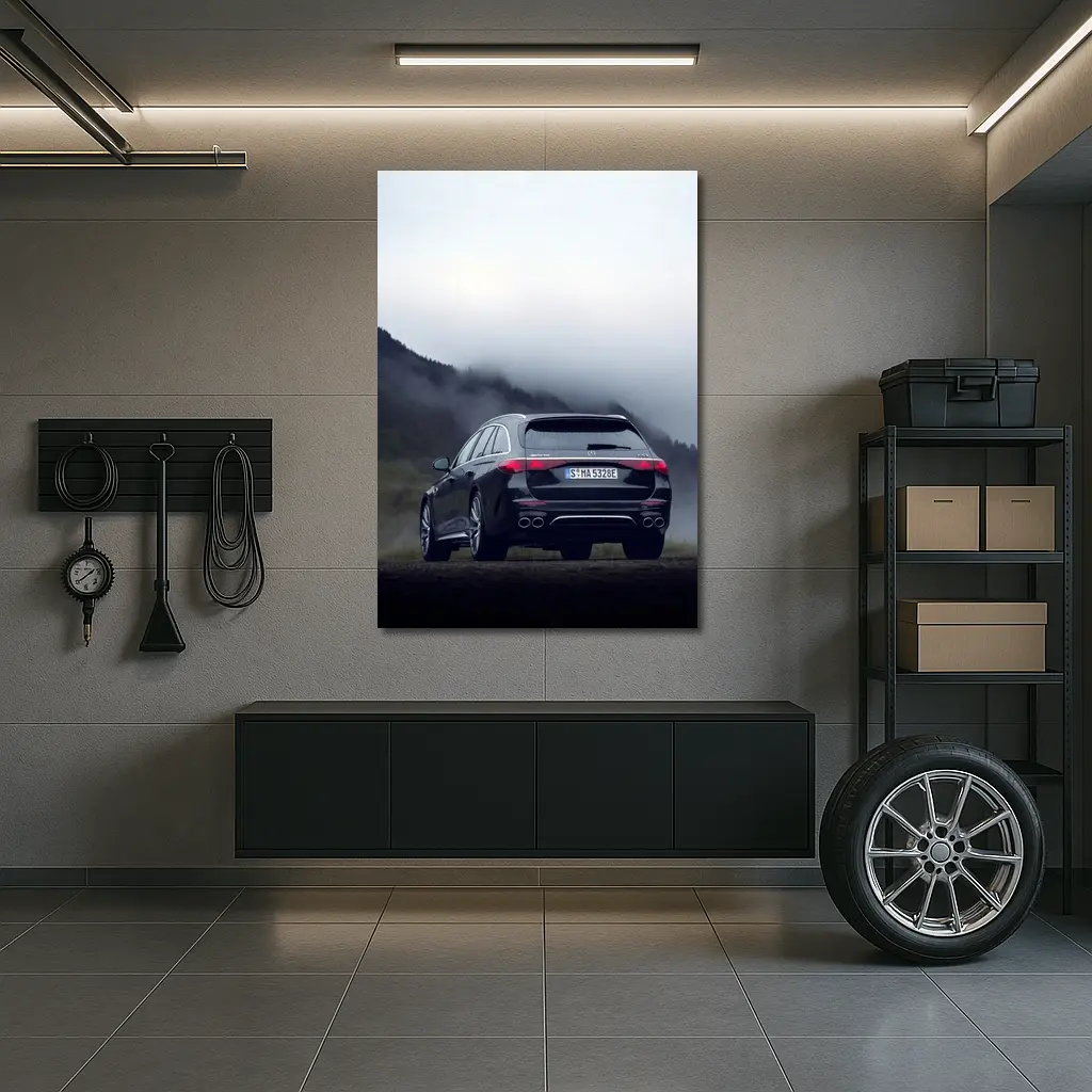 Mercedes AMG E Class Wagon Foggy Mountains – Wall Art