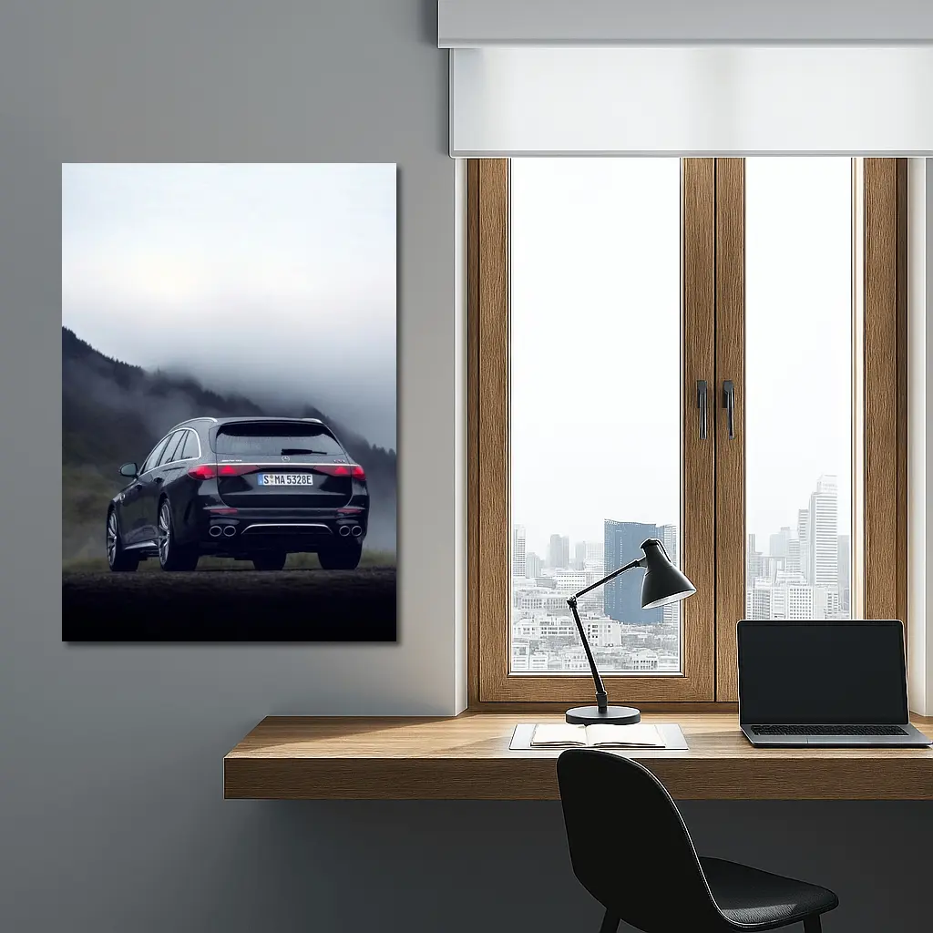 Mercedes AMG E Class Wagon Foggy Mountains – Wall Art