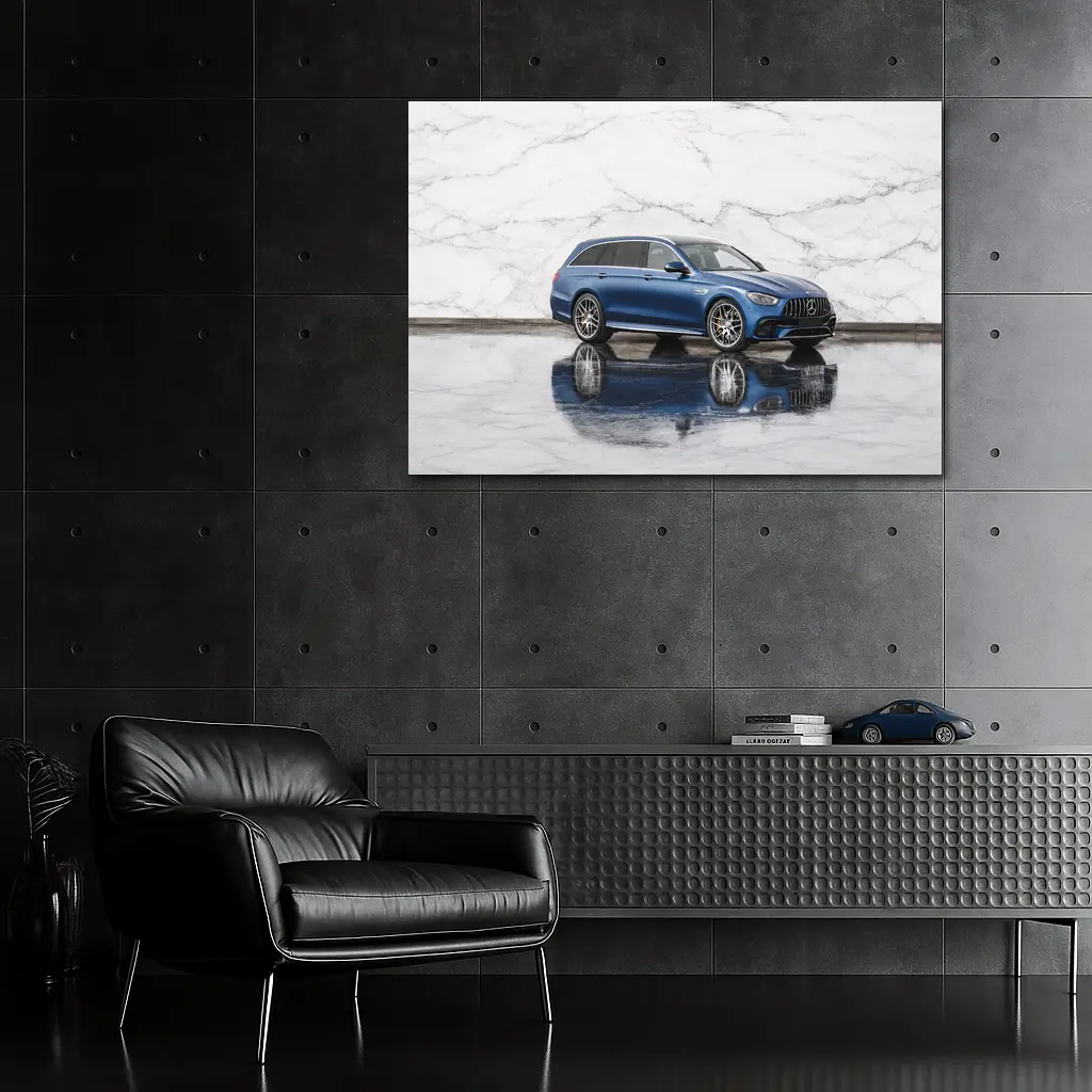 Mercedes AMG E63 S Blue Marble Background – Wall Art