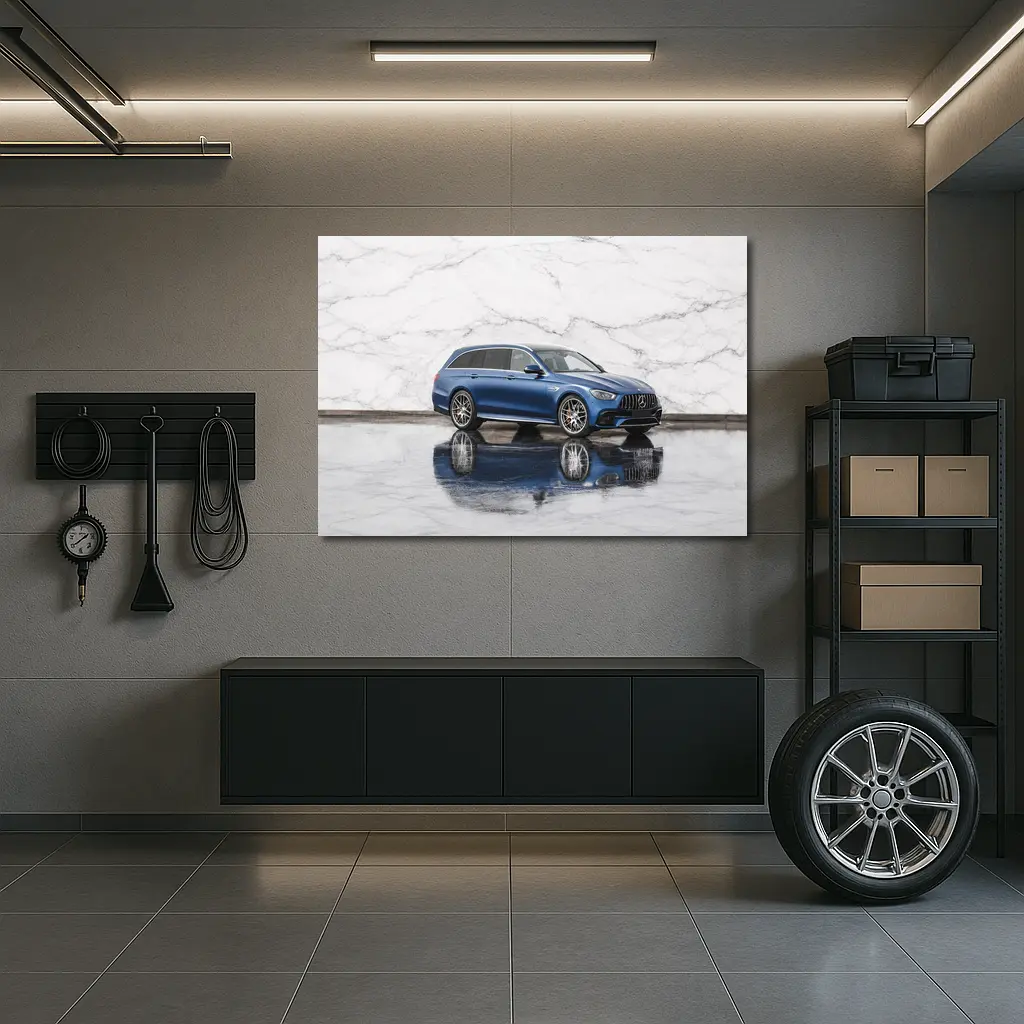 Mercedes AMG E63 S Blue Marble Background – Wall Art