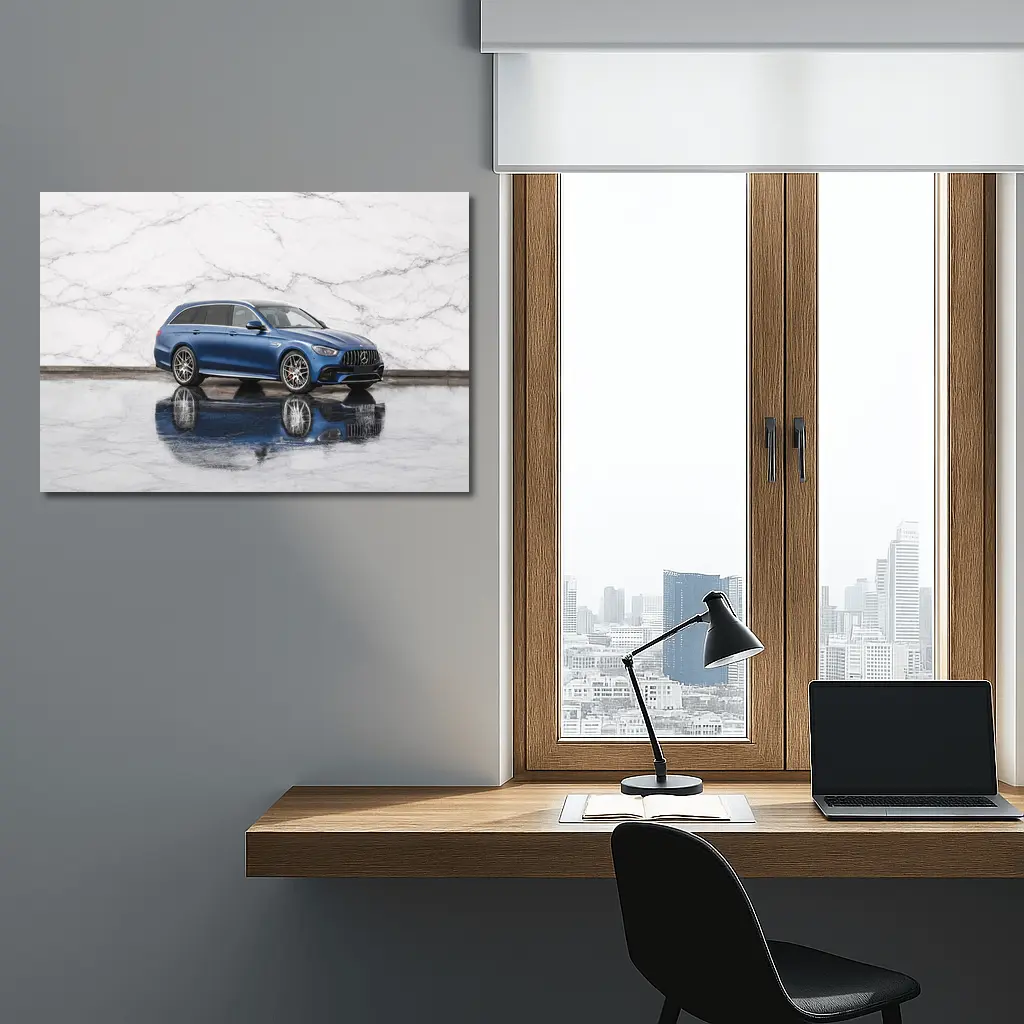 Mercedes AMG E63 S Blue Marble Background – Wall Art