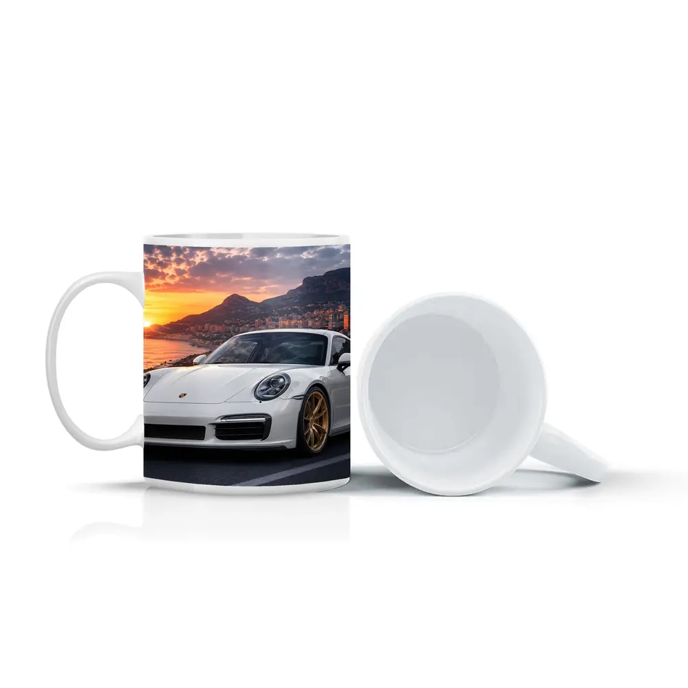 Porsche 911 Turbo White Sunset Monaco – Mugs