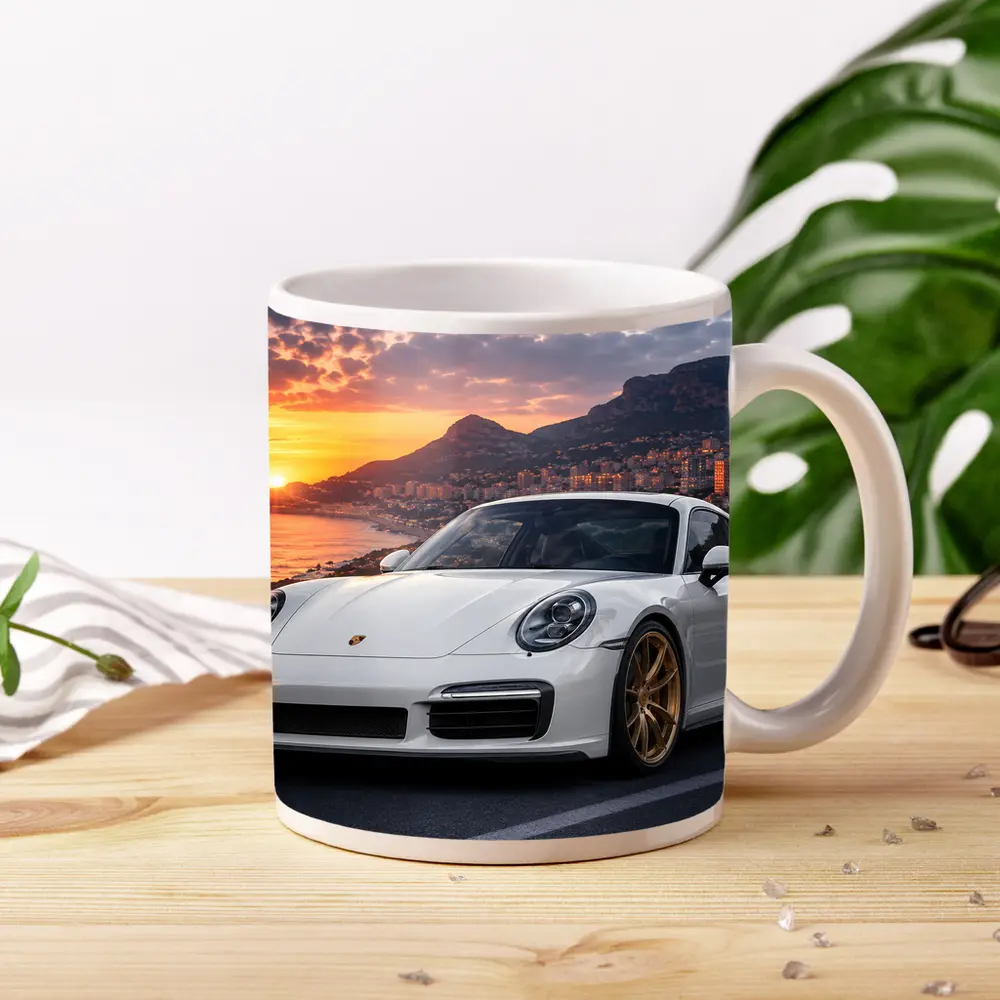 Porsche 911 Turbo White Sunset Monaco – Mugs