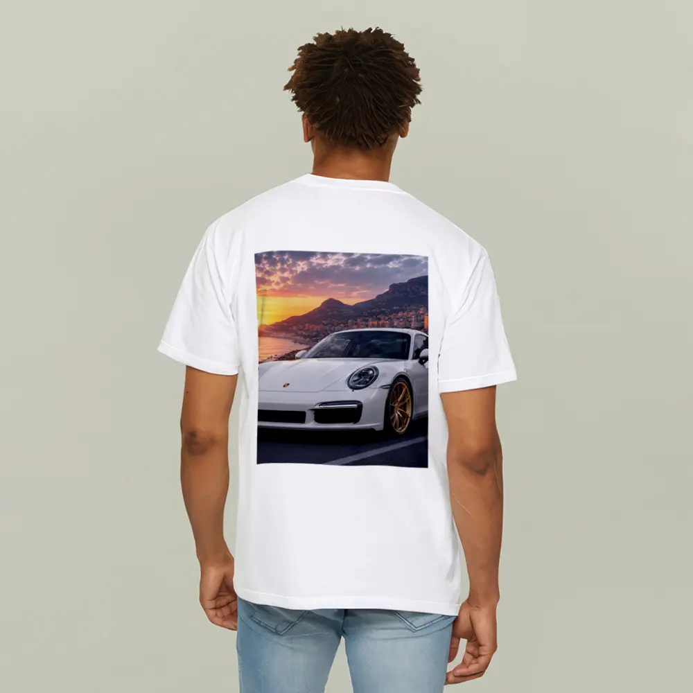 Porsche 911 Turbo White Sunset Monaco – T-Shirts