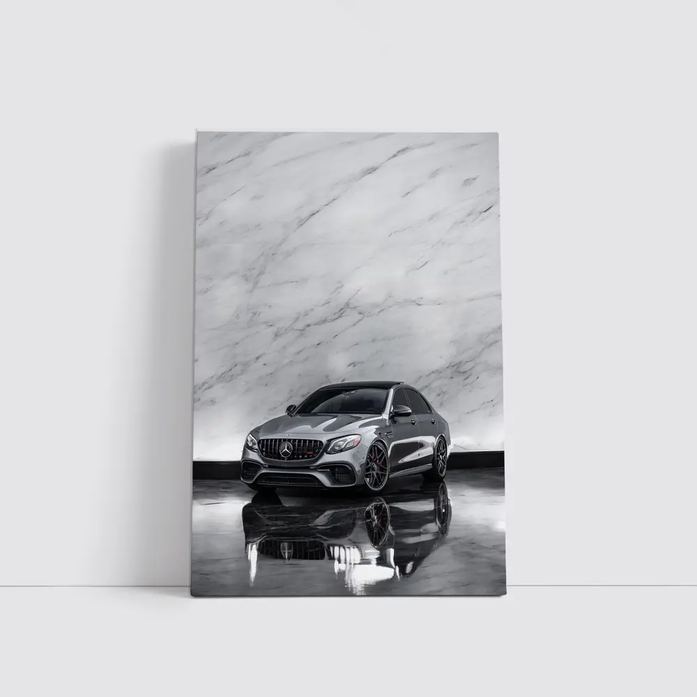 Mercedes AMG E63 Sedan Against Marble Wall – Wall Art