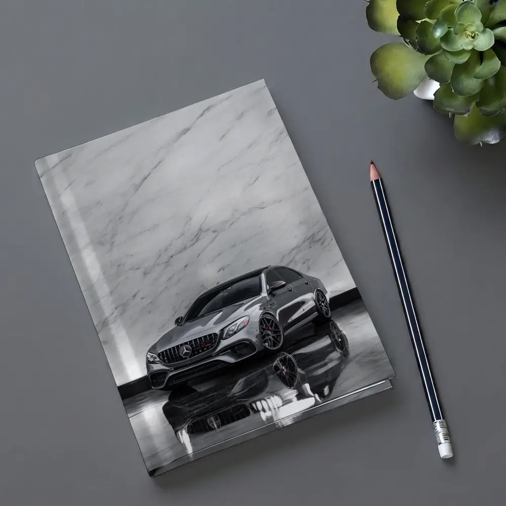 Mercedes AMG E63 Sedan Against Marble Wall – Notebooks