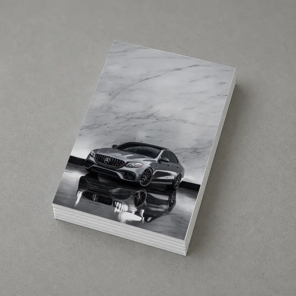 Mercedes AMG E63 Sedan Against Marble Wall – Postcards