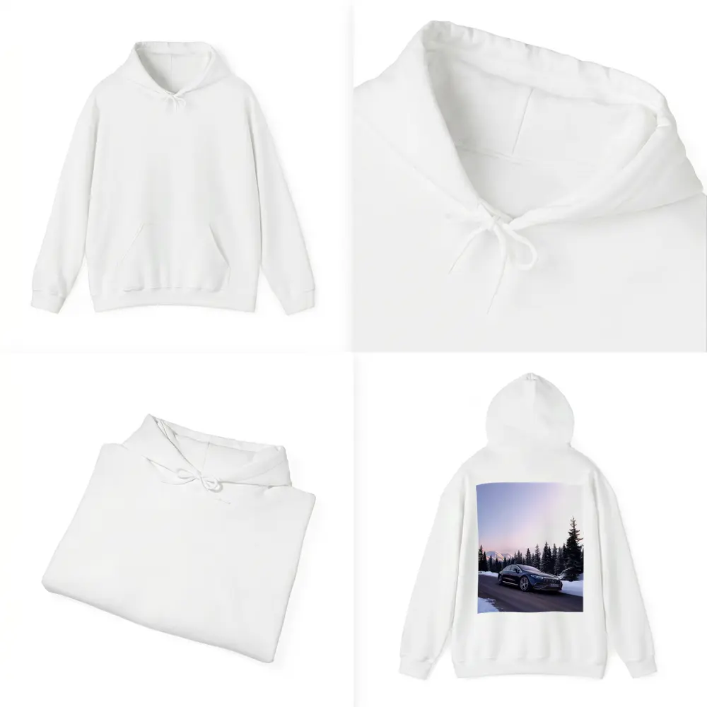 Mercedes AMG EQS Driving Snowy Winter Road – Hoodies